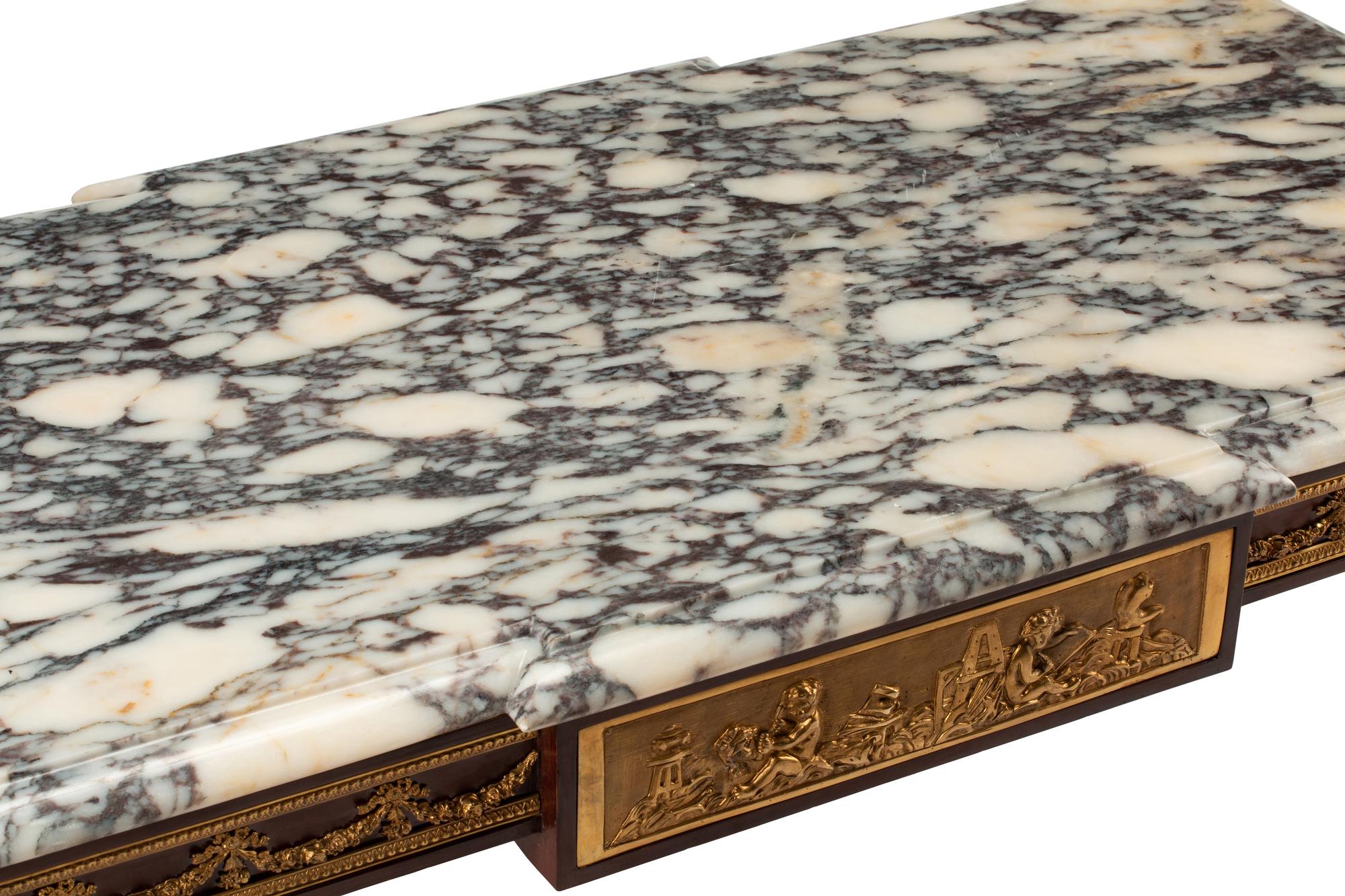 A Louis XVI Style Gilt Bronze Mounted Marble-Top Cocktail Table, 20th Century