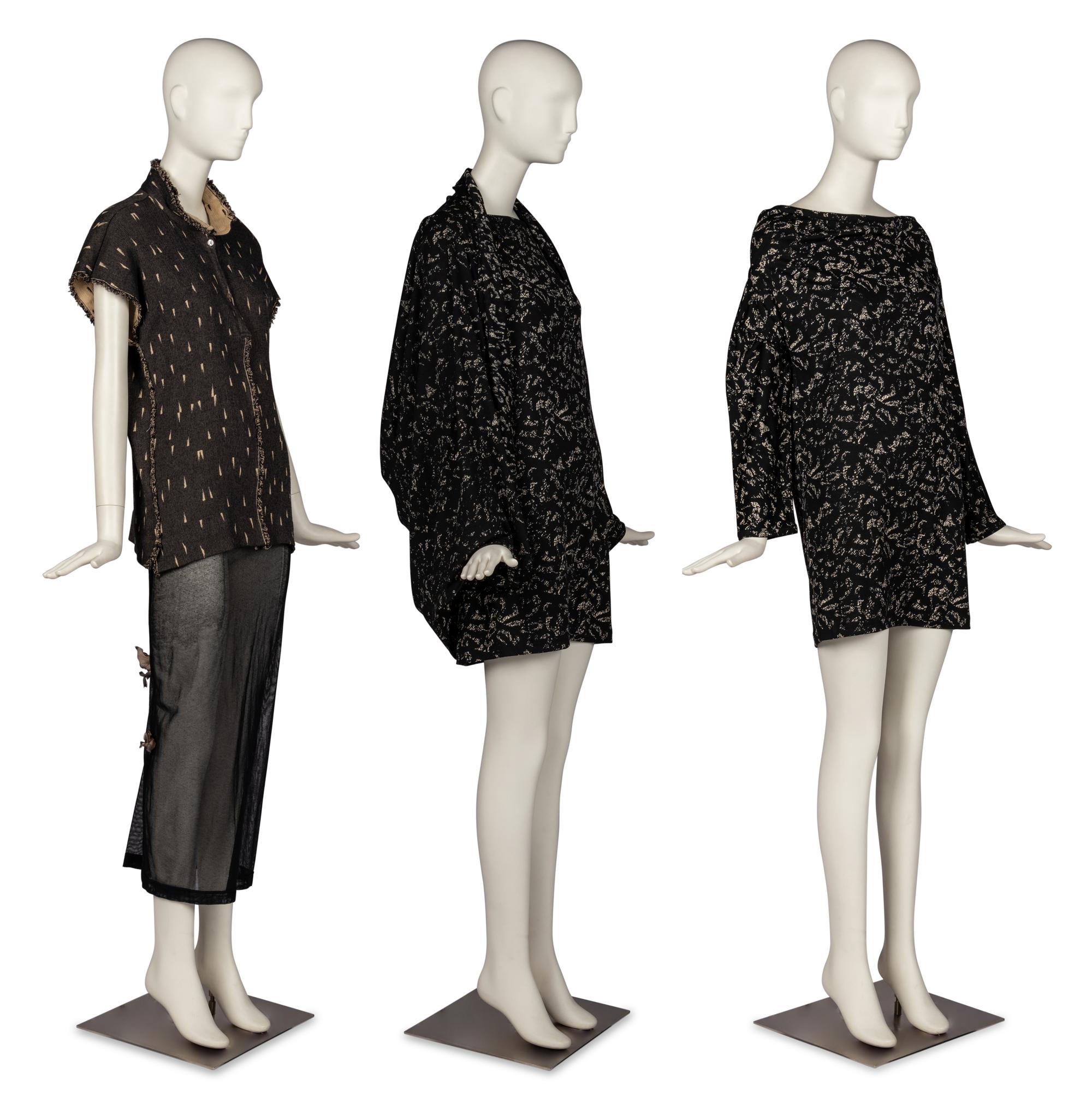 Issey Miyake Top, Dolce & Gabbana Skirt, with Comme des Garçons Knit Top and Shawl