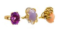 A Collection of Yellow Gold, Diamond and Multigem Jewelry, 19.10 dwts.