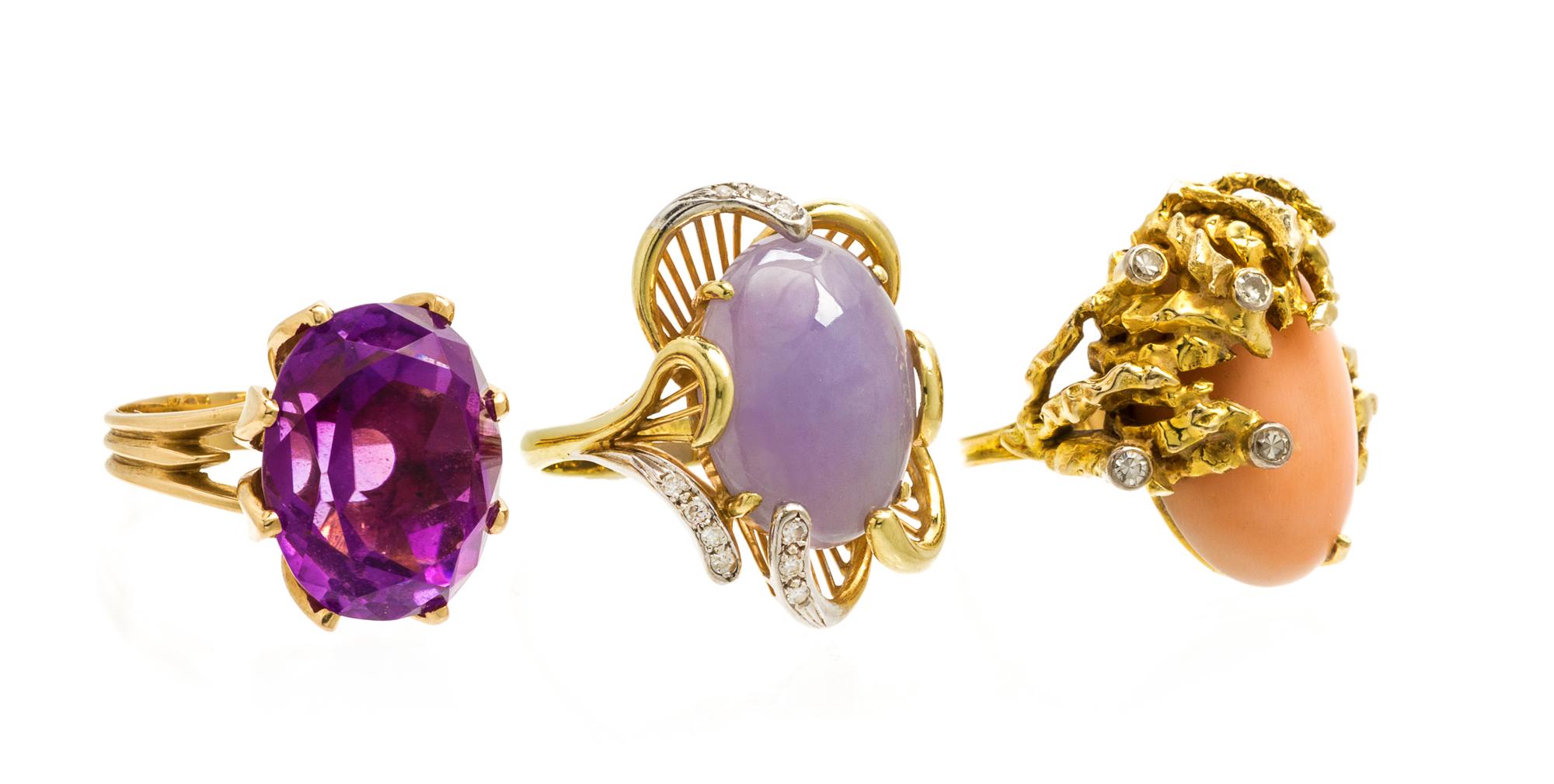 A Collection of Yellow Gold, Diamond and Multigem Jewelry, 19.10 dwts.