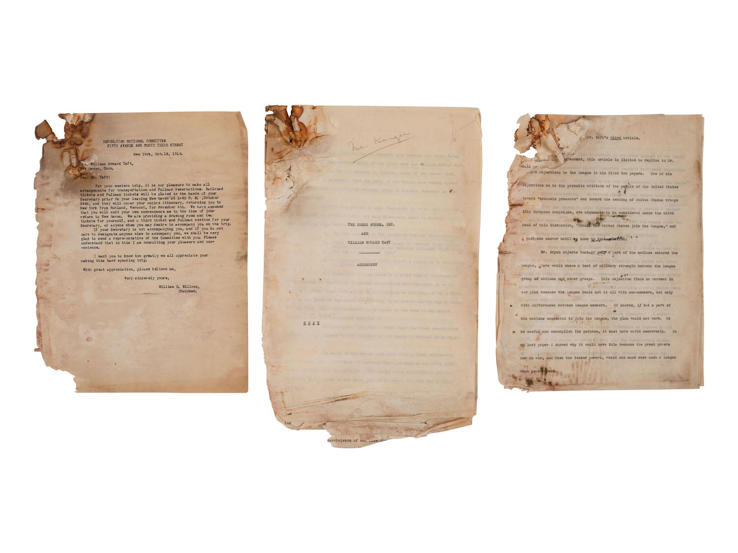 TAFT, William Howard (1857-1930). Archive of correspondence between Taft & “Gus” Karger, ca 1908-24.
