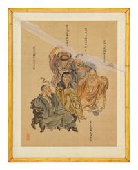 Five Chinese Ink and Color on Silk Paintings