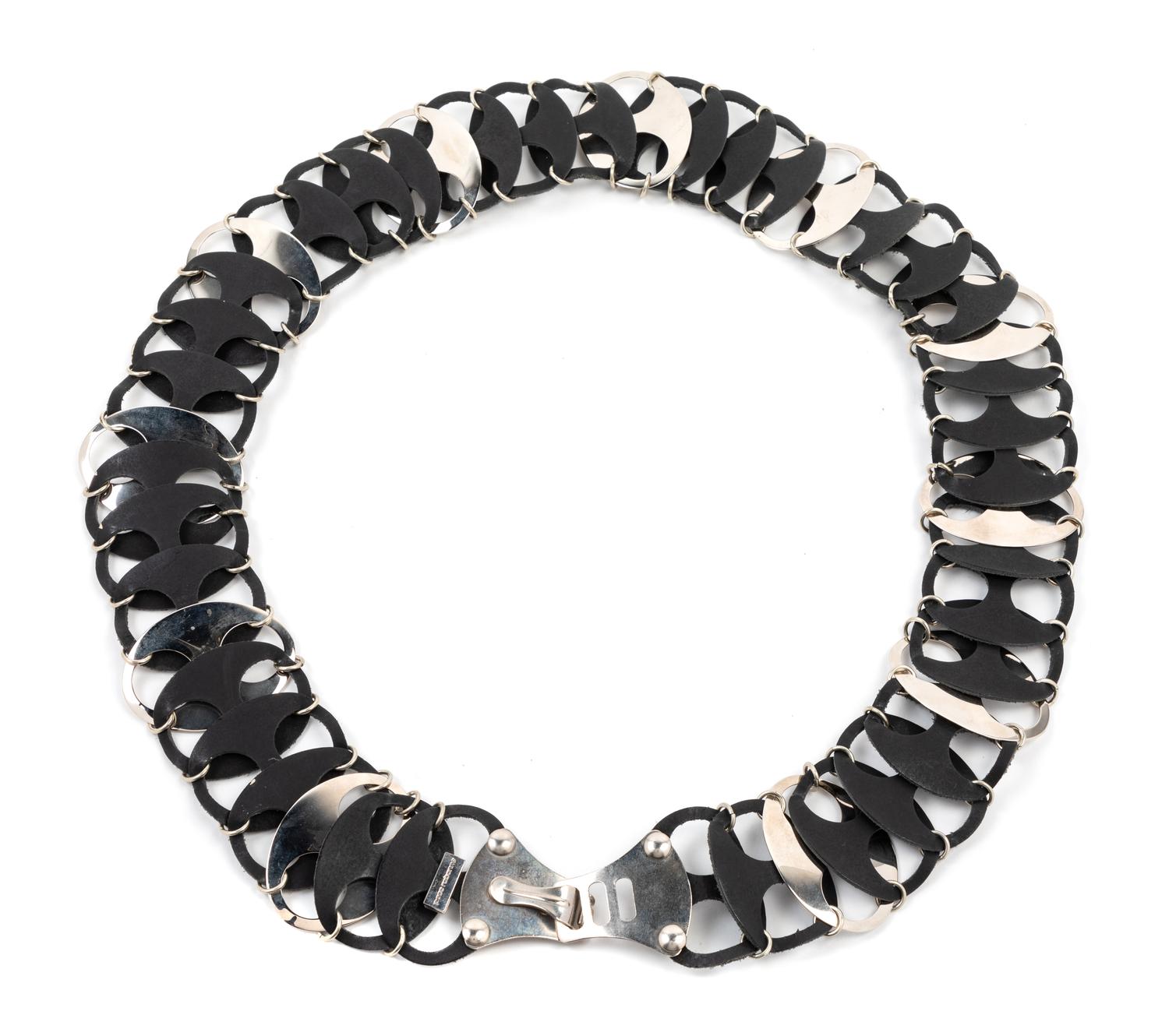 Paco Rabanne Leather and Metal Link Belt, 1960-70s