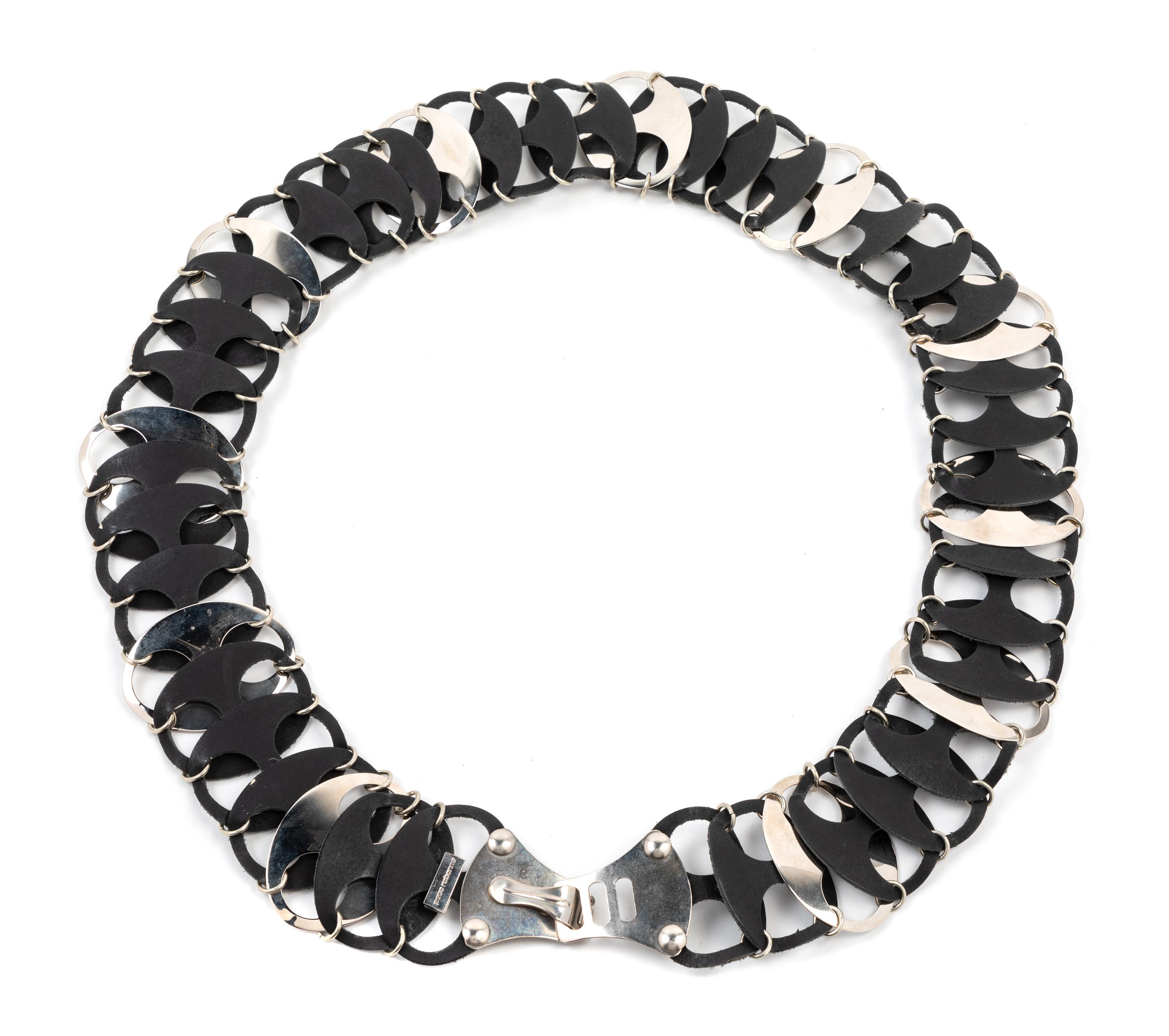 Paco Rabanne Leather and Metal Link Belt, 1960-70s