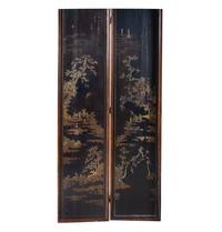 A Mother-of-Pearl Inlaid Black Lacquer Twelve-Panel Screen