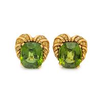 VERDURA, YELLOW GOLD, PERIDOT AND YELLOW DIAMOND EARCLIPS