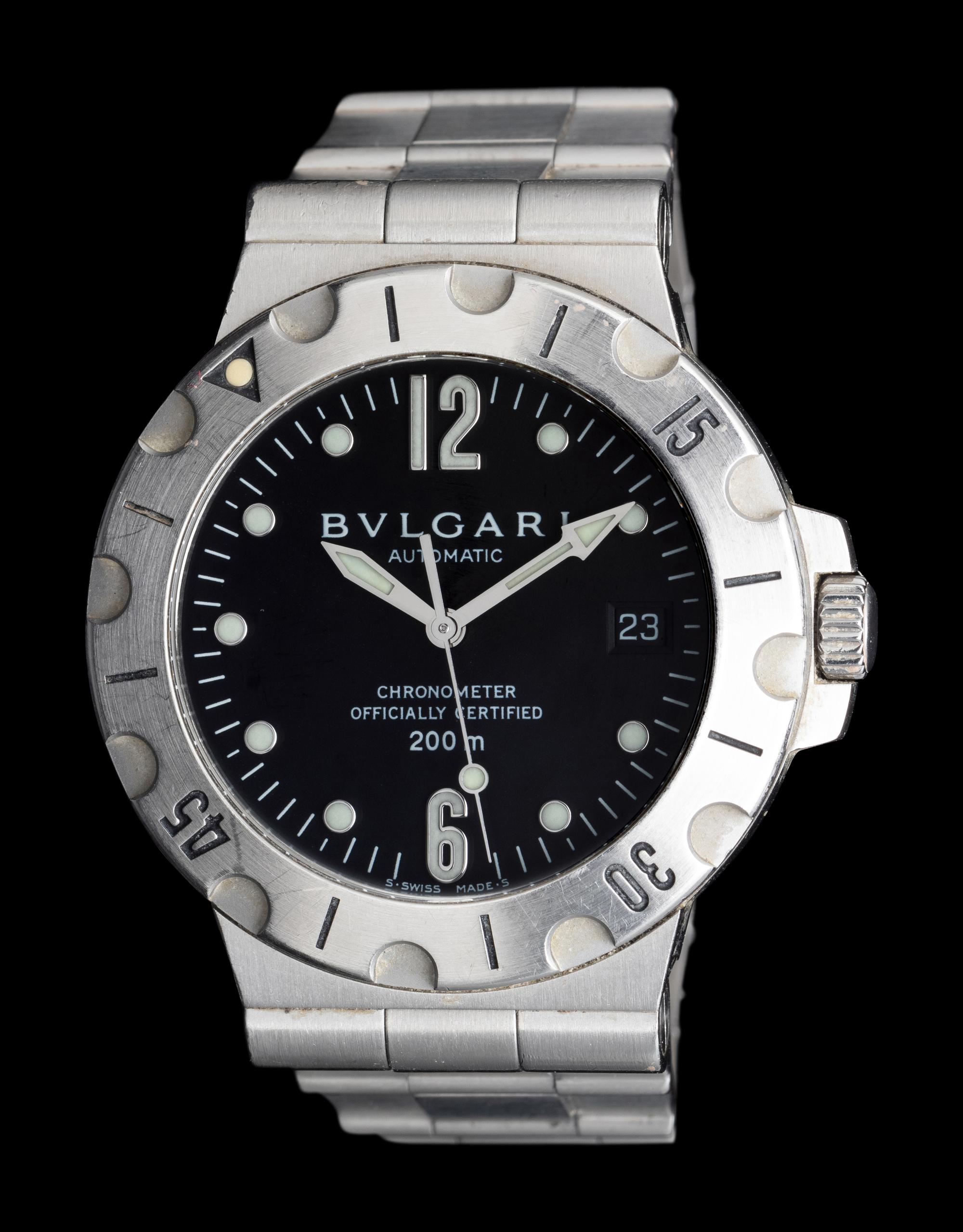BULGARI, STAINLESS STEEL 'DIAGONO SCUBA' WATCH