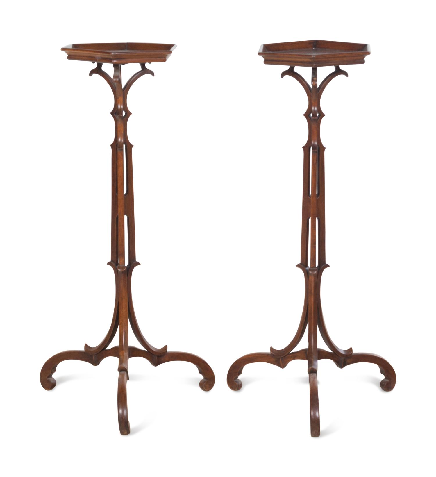 A Pair of Georgian Style Mahogany Stands