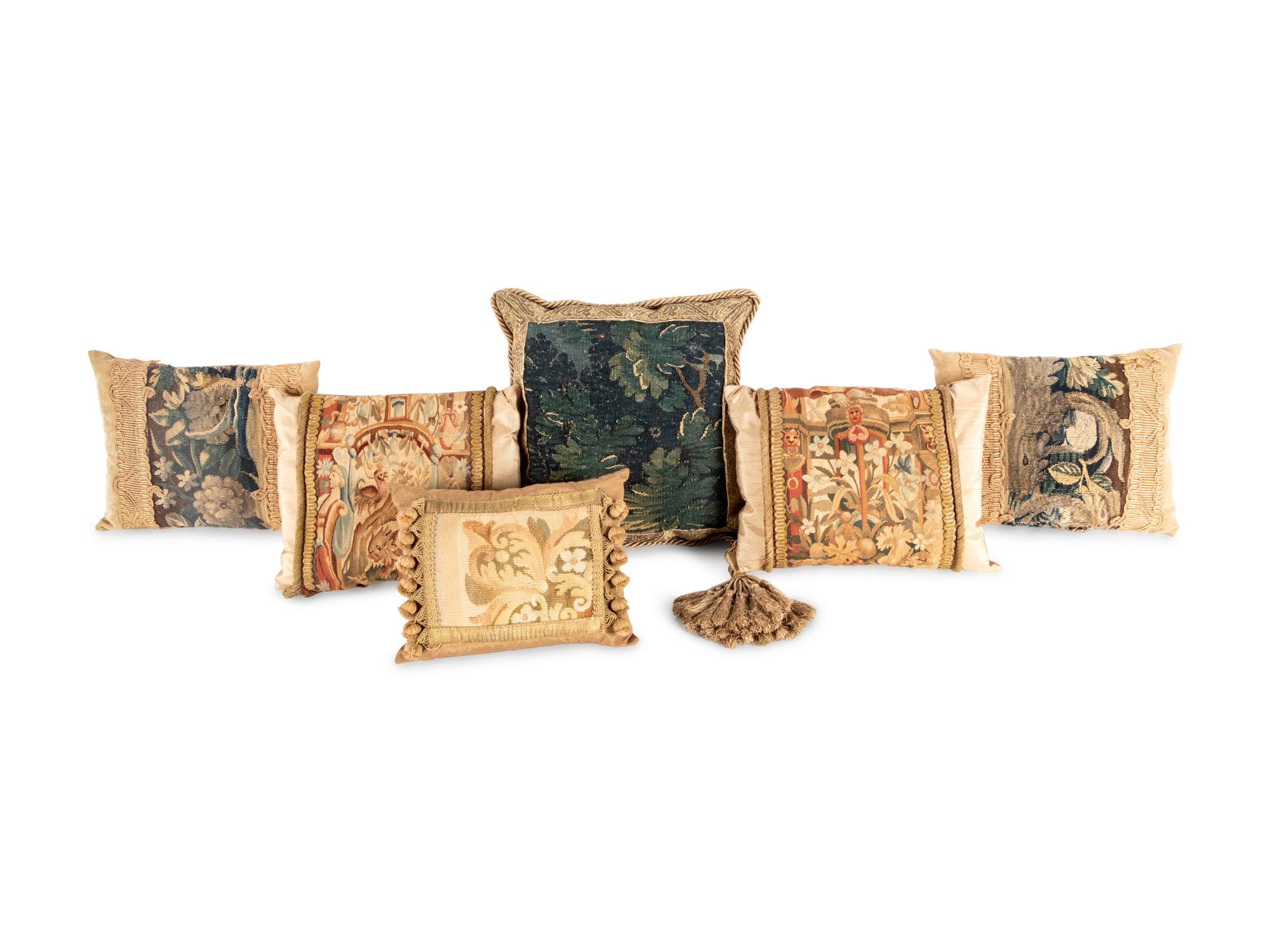 Six Tapestry Upholstered Pillows