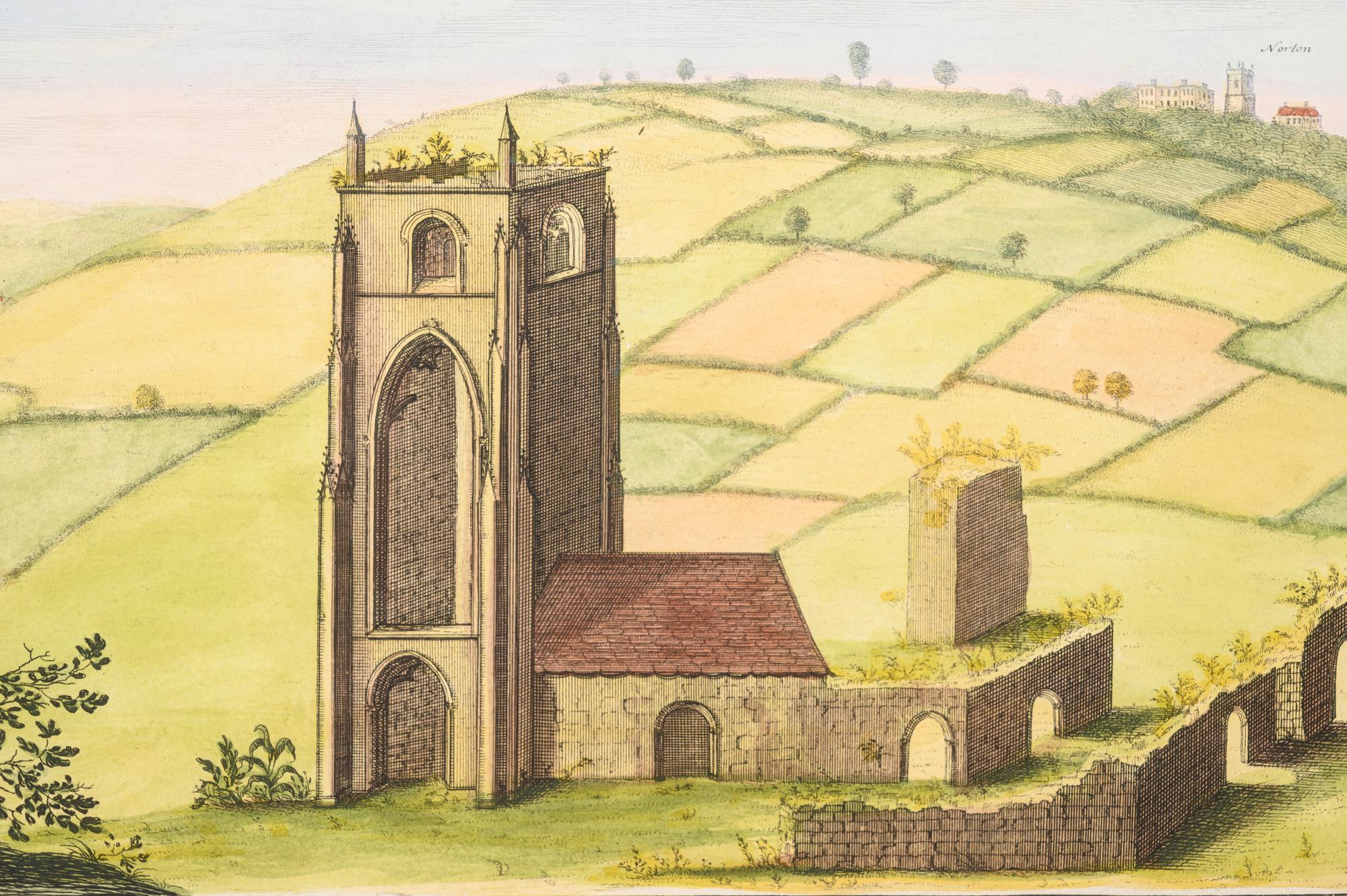 A Set of Eight English Architectural Engravings with Hand-Coloring