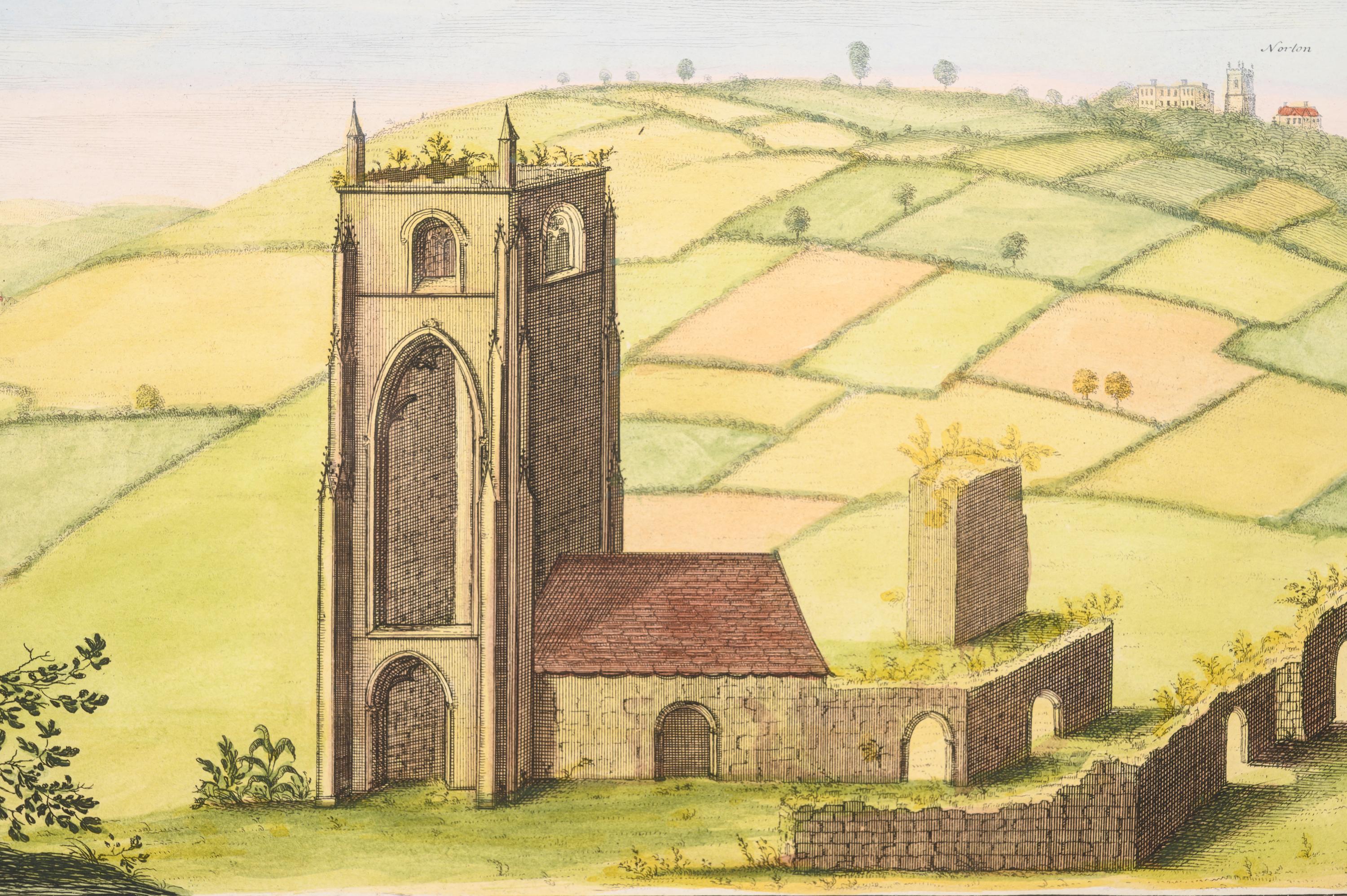 A Set of Eight English Architectural Engravings with Hand-Coloring