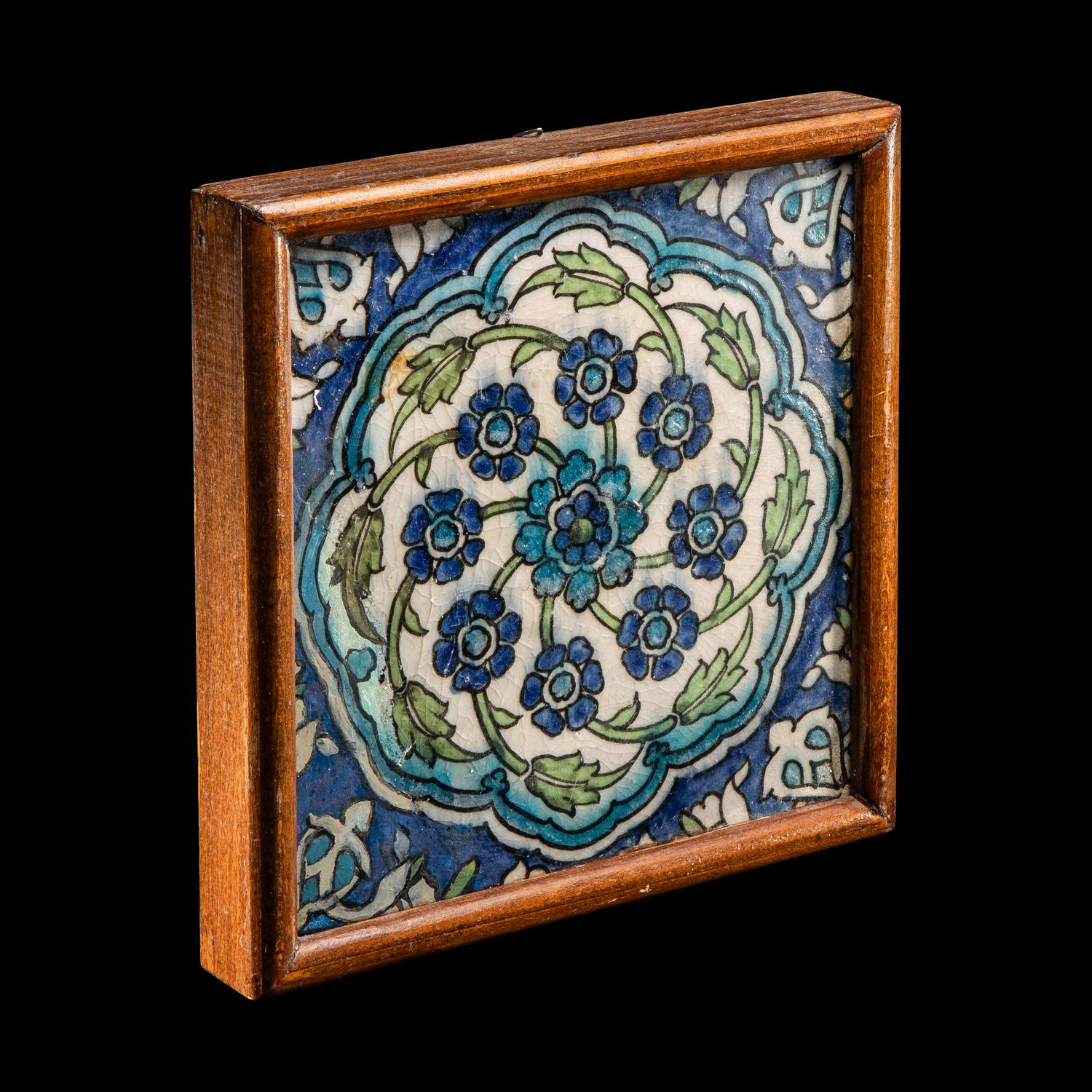 An Ottoman Glazed Ceramic Tile