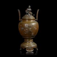 A Japanese Mixed-Metal 'Rooster' Censer, Late Meiji Period