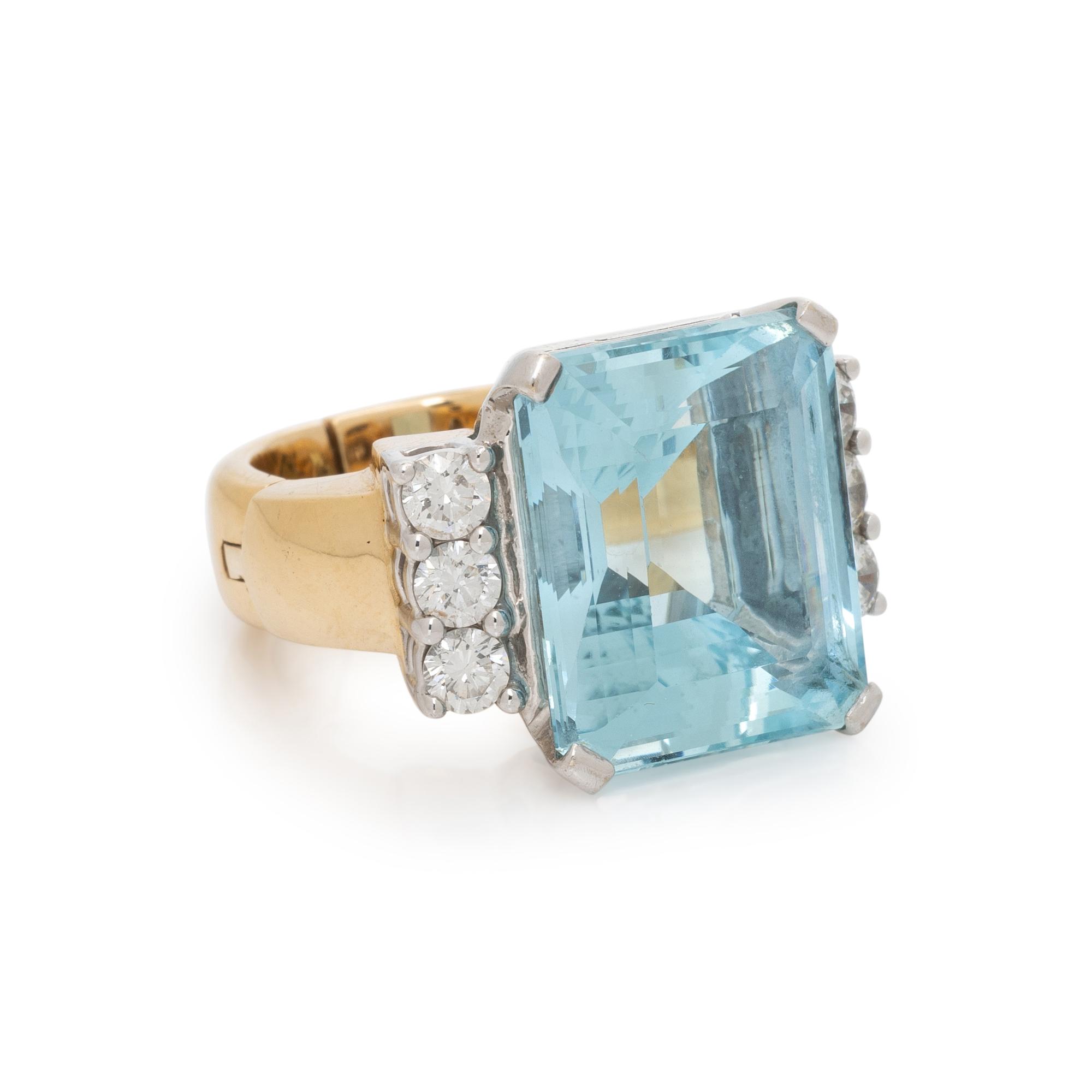 AQUAMARINE AND DIAMOND RING