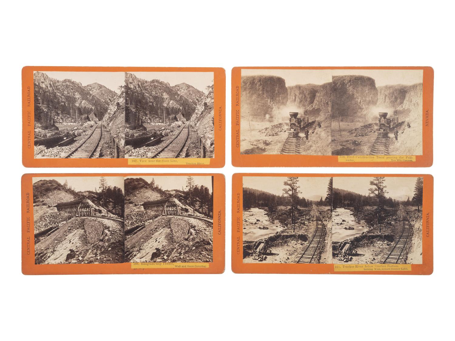 [WESTERN AMERICANA]. HART, Alfred A. (1816-1908), photographer. A group of 4 Central Pacific Railroad stereoviews. Sacramento, CA.
