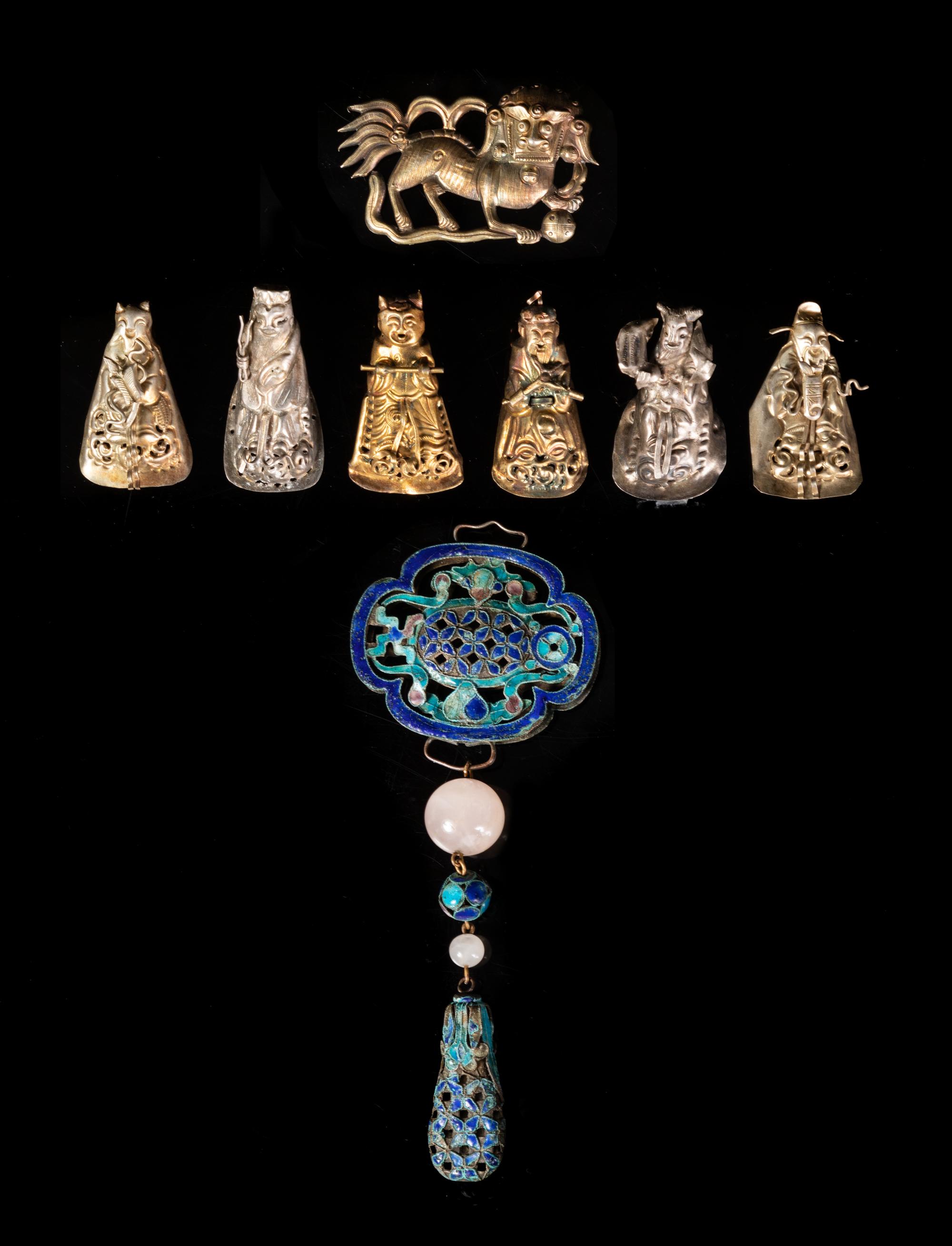 Eight Chinese Silver Pendants