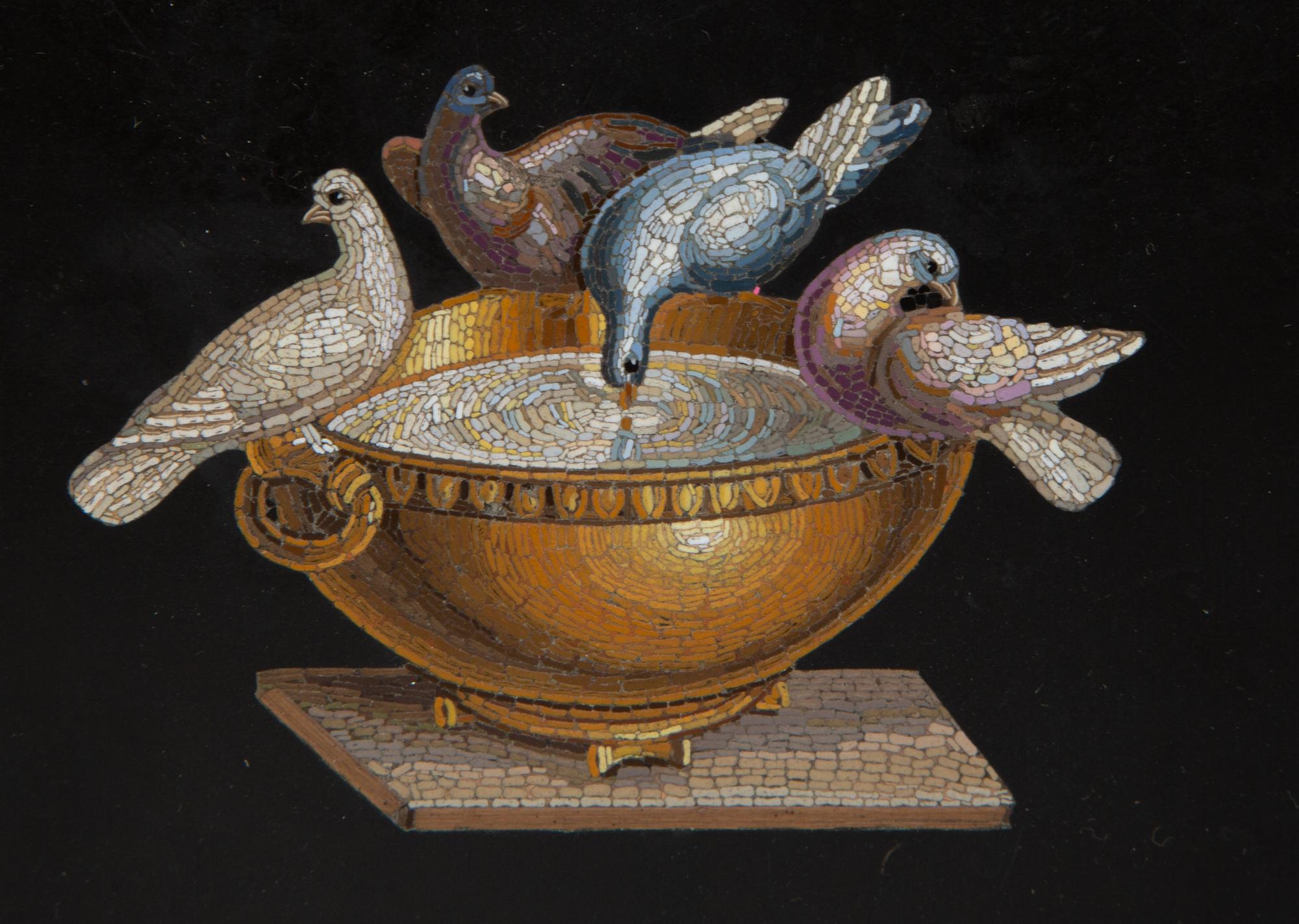 An Italian Grand Tour Micromosaic Plaque of Doves of Pliny