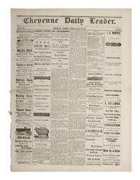 [GOLD MINING]. Cheyenne Daily Leader . Vol. VIII, No. 209. Cheyenne, Wyoming Territory: H. Glafcke, 25 May 1876. Early news report of the discovery of gold in the Black Hills.