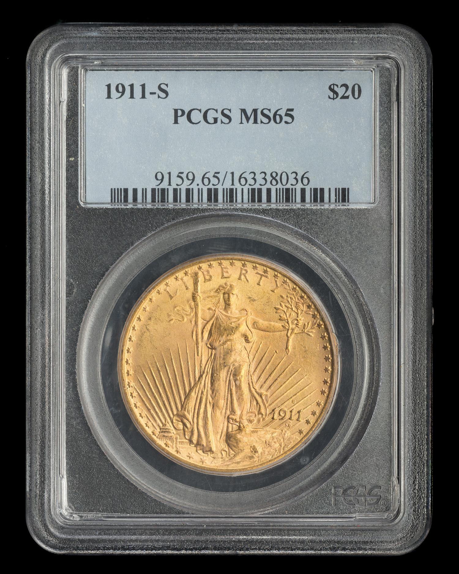A United States 1911-S St. Gaudens $20 Gold Coin