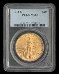 A United States 1911-S St. Gaudens $20 Gold Coin