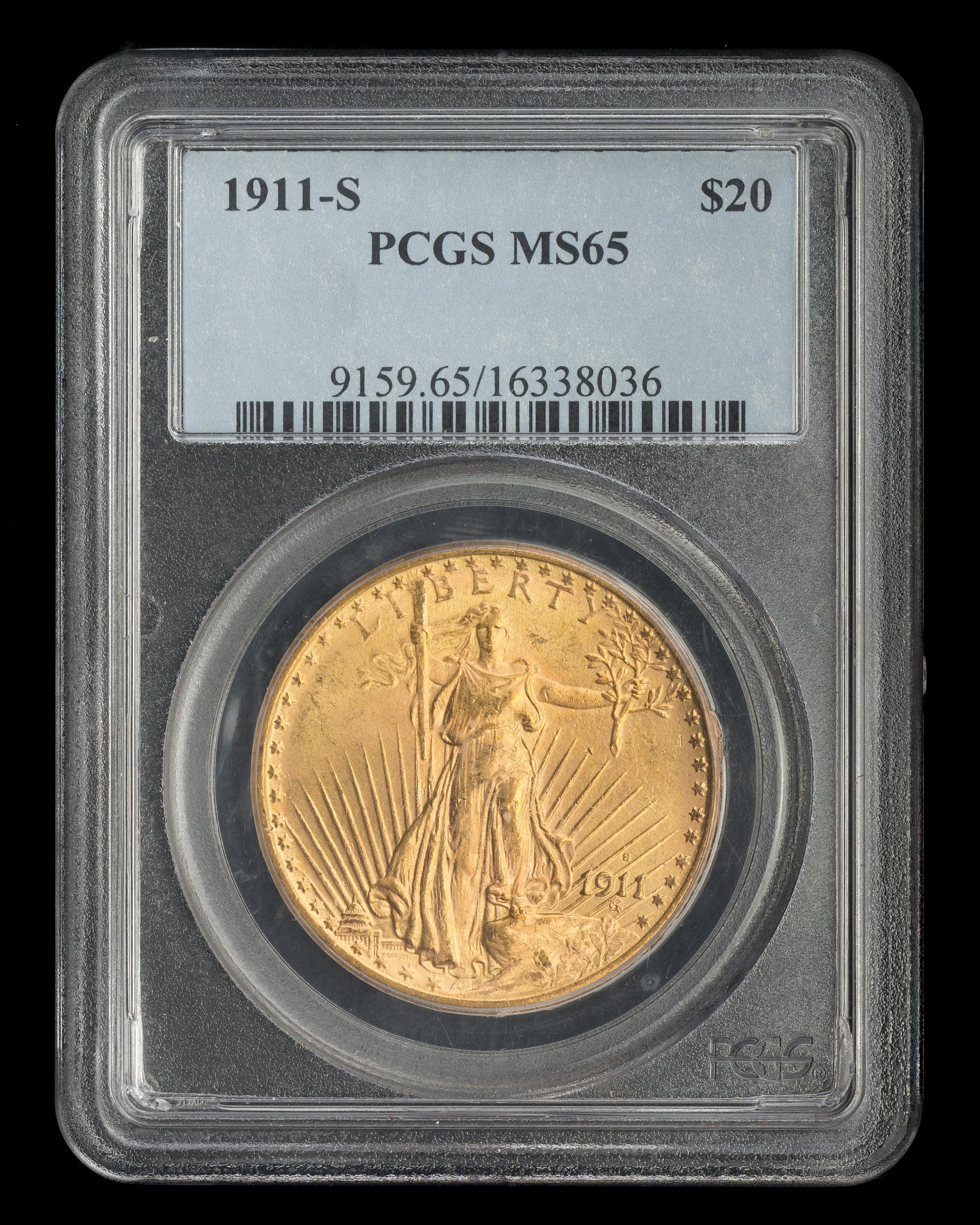 A United States 1911-S St. Gaudens $20 Gold Coin