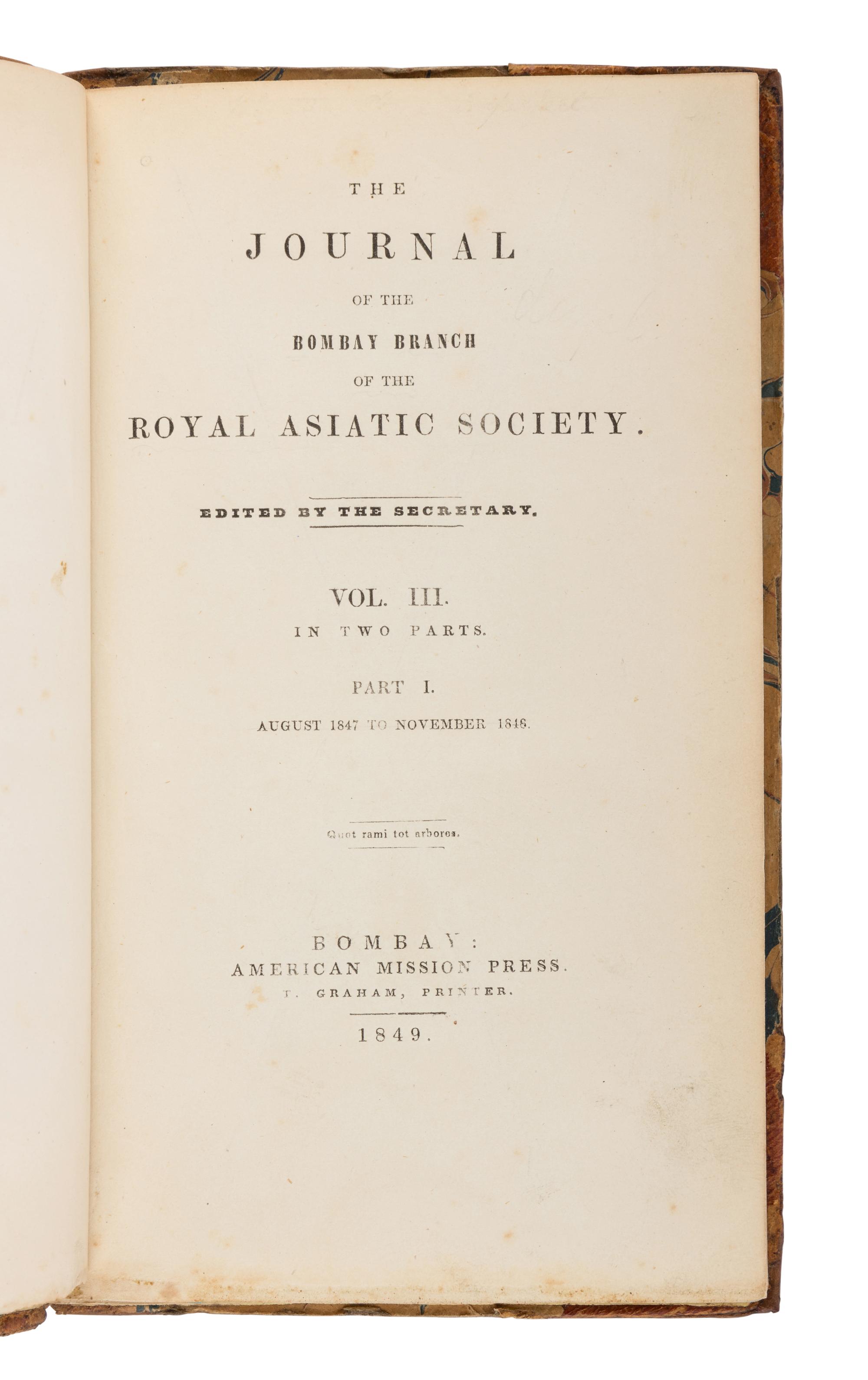 BURTON, Richard Francis, Sir (1821-1890). “Notes and Remarks on Dr. Dorn’s Chrestomathy of the Pushtu or Affghan Language ,” Art. V. -- “A Grammar of the Jâtakì or Belohckì Dialect,” Art. IX. Extracted from: The Journal of the Bombay Branch of the Royal Asiatic Society . Volume III, number XII. Bombay: T. Graham for American Mission Press, January 1849.