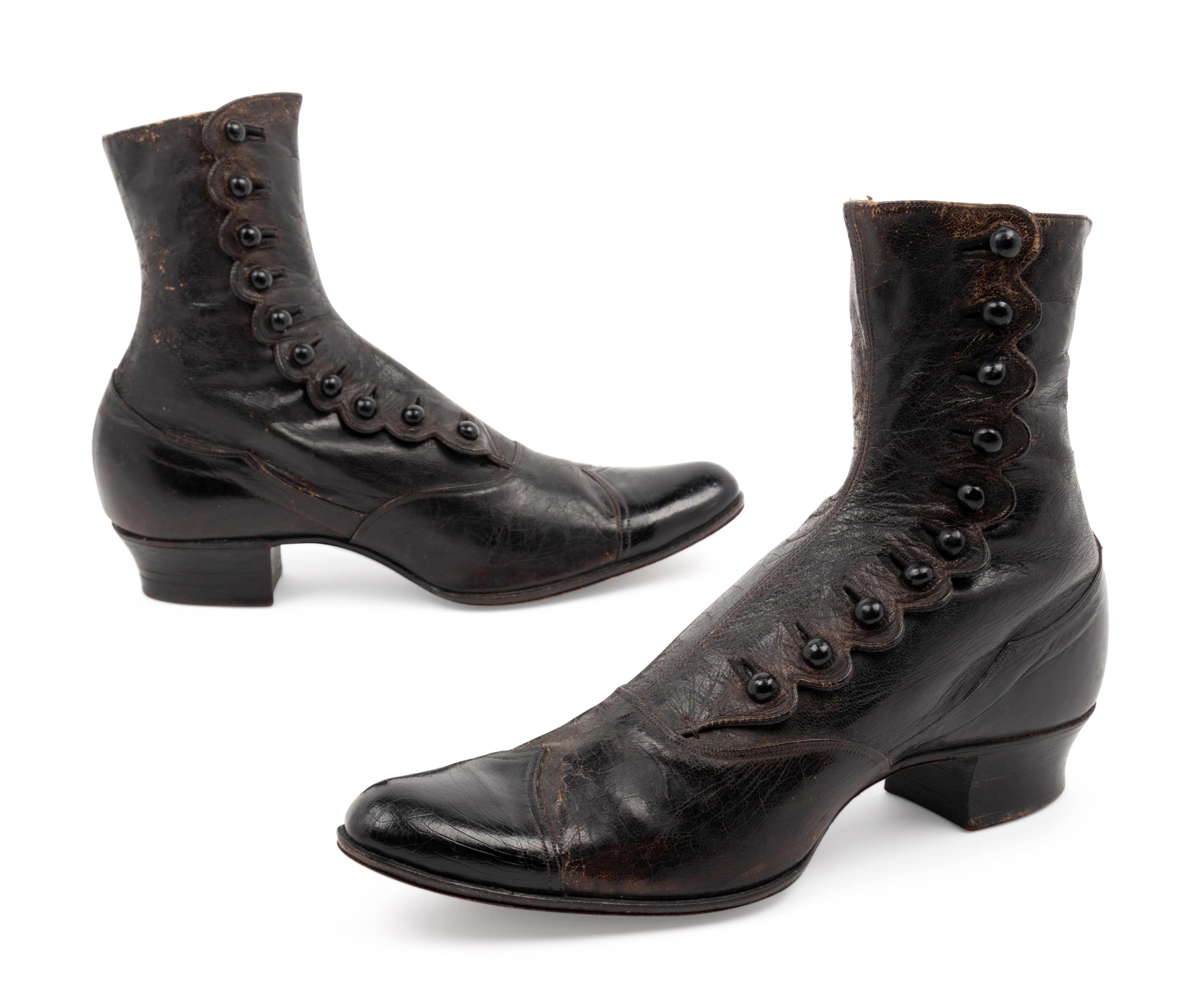 Collection of Footwear; Four Pairs of Boots, Two Pairs of Spats, 19th and Early 20th Century
