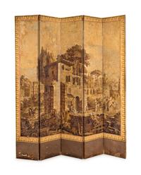 A French Papier-Pente Five-Panel Floor Screen