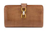 A Gucci Brown Skin Clutch, 10" x 6" x 1.5".
