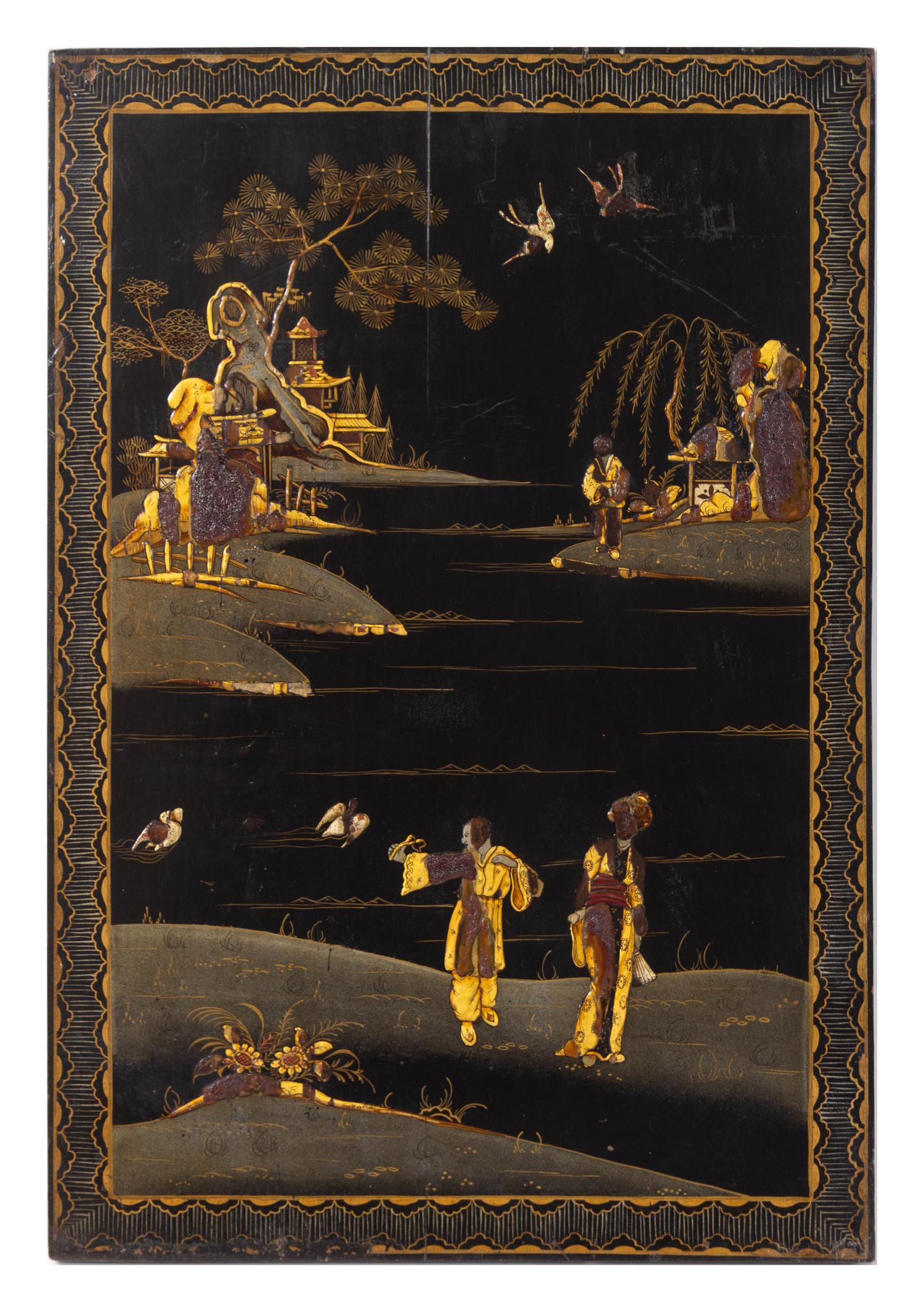 Four Chinese Lacquered Panels