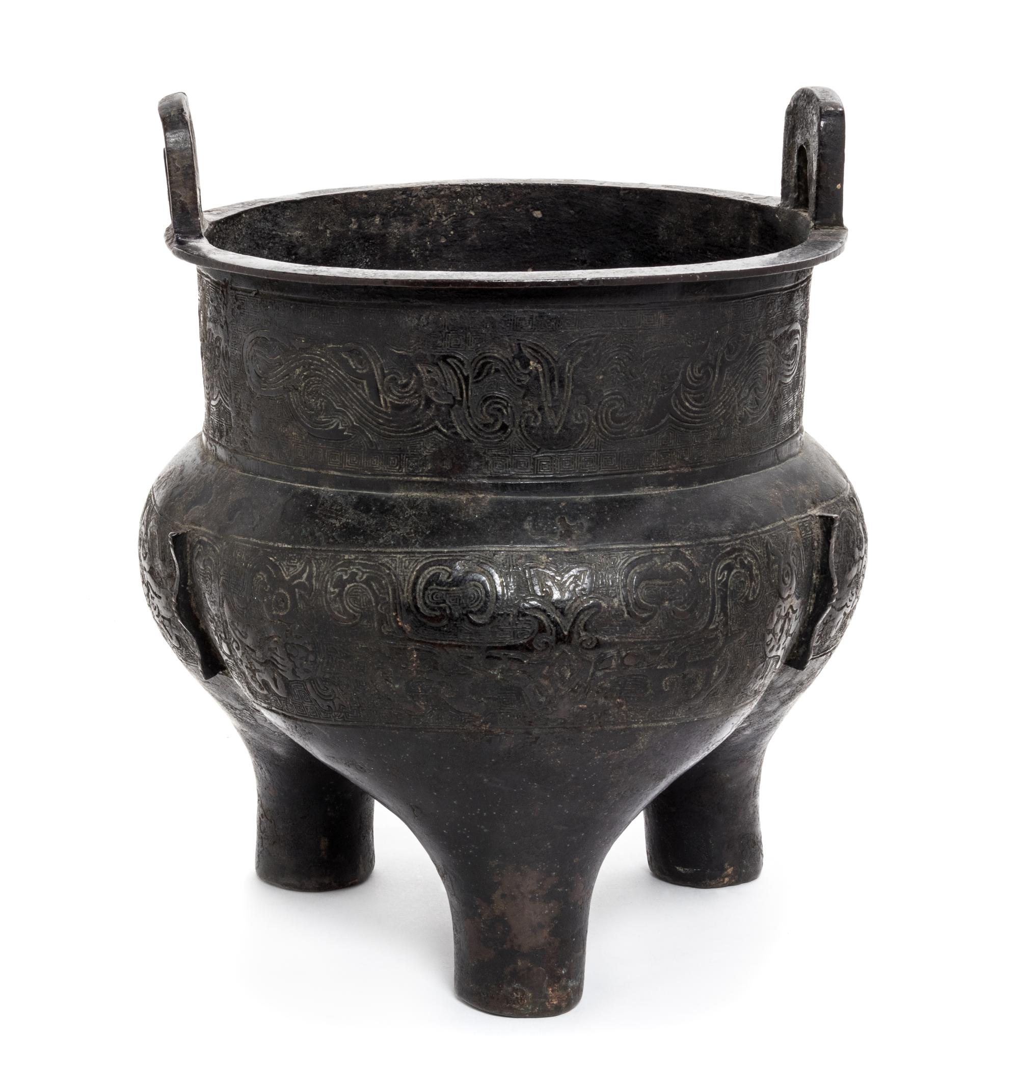A Bronze Li- Form Censer Height 10 5/8 inches. — MING DYNASTY (1368-1644)