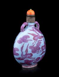 A Claire-de-Lune Ground Pink Enameled Snuff Bottles