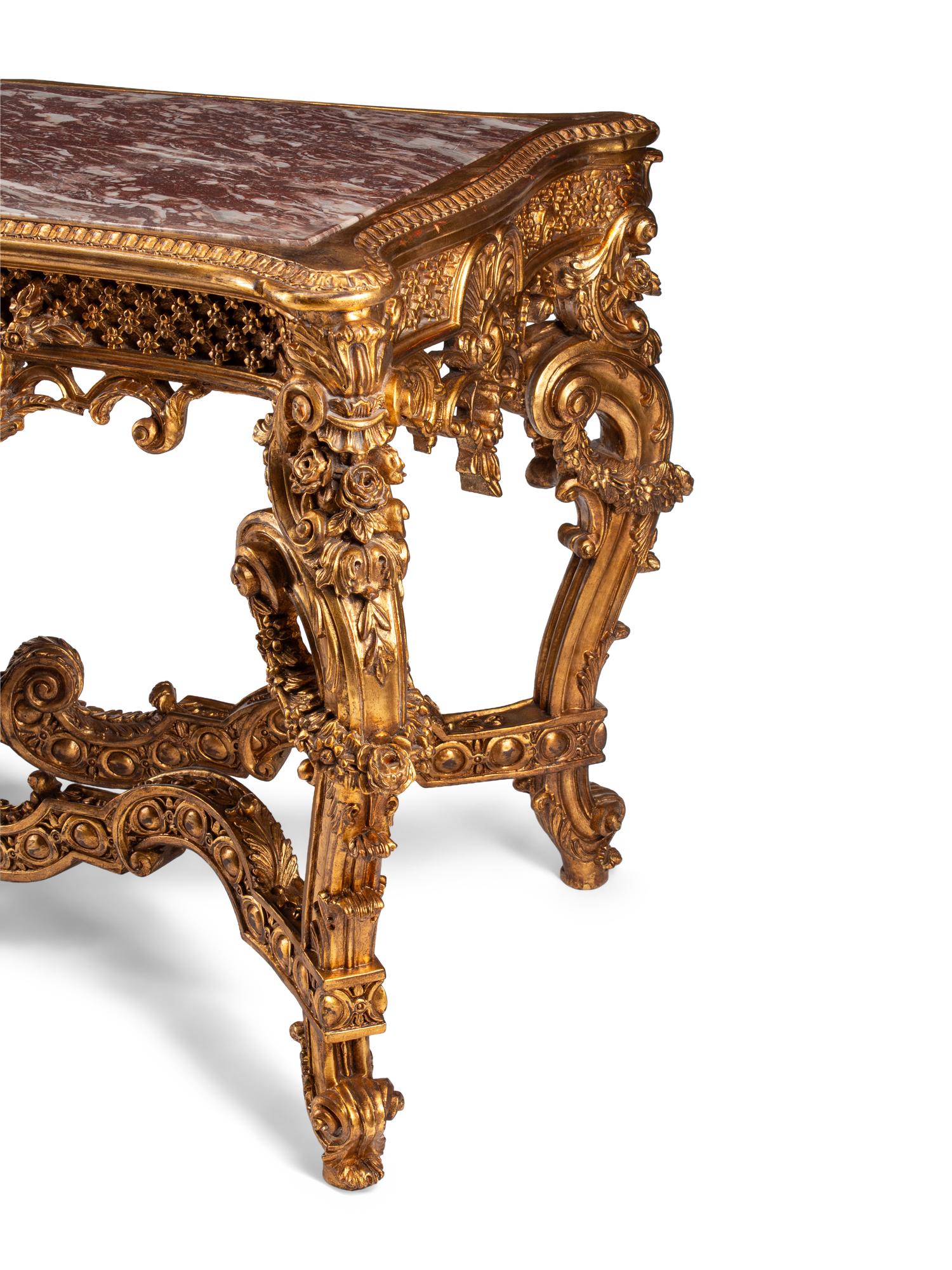 A Régence Style Giltwood Marble-Top Center Table