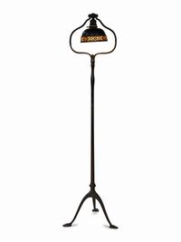 A Tiffany Studios Model 423 Style Bronze Harp Floor Lamp
