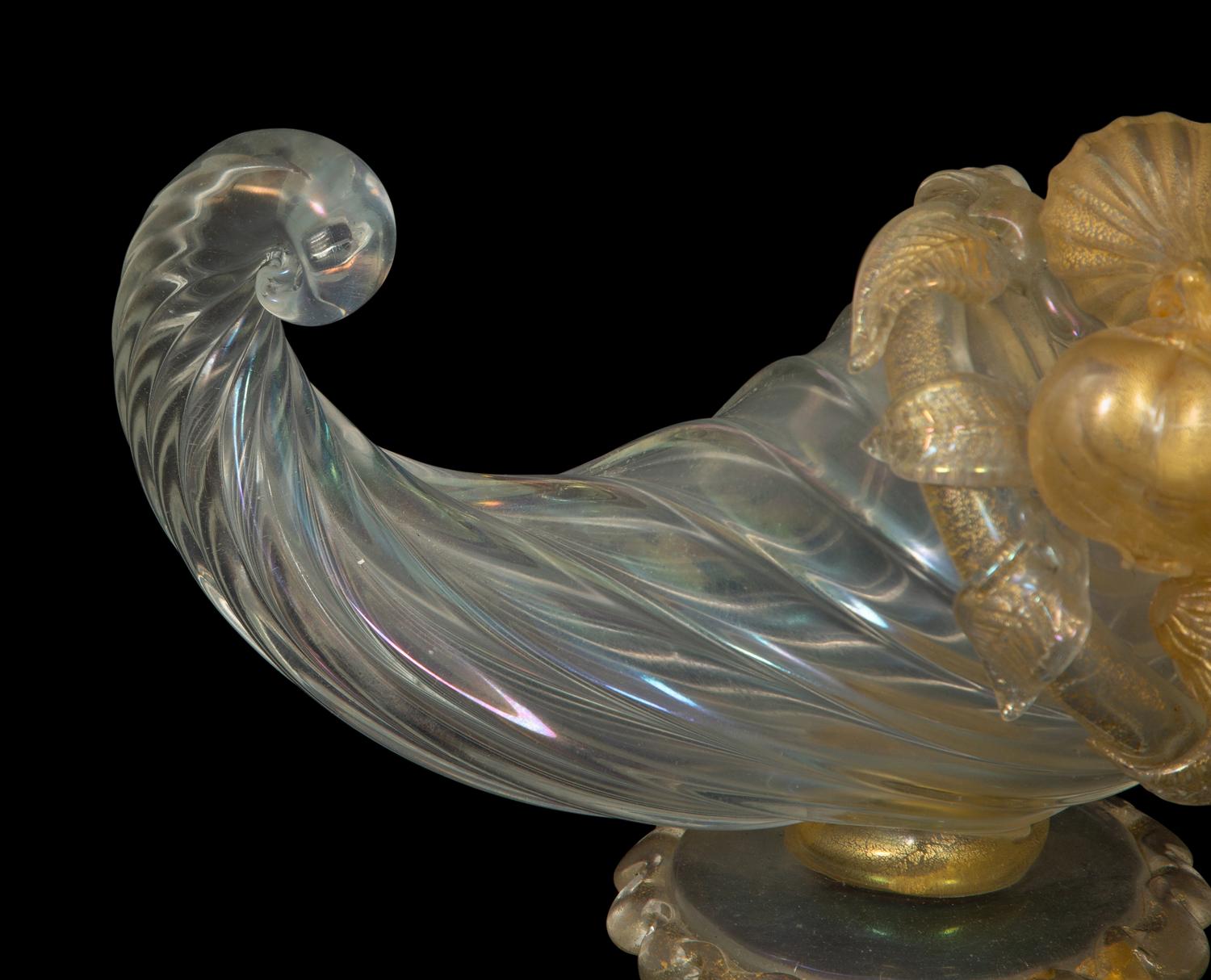 A Pair of Murano Glass Cornucopia Ornaments