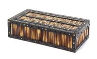 An Anglo-Indian Quill and Ebony Box Height 3 x width 8 x depth 4 inches.