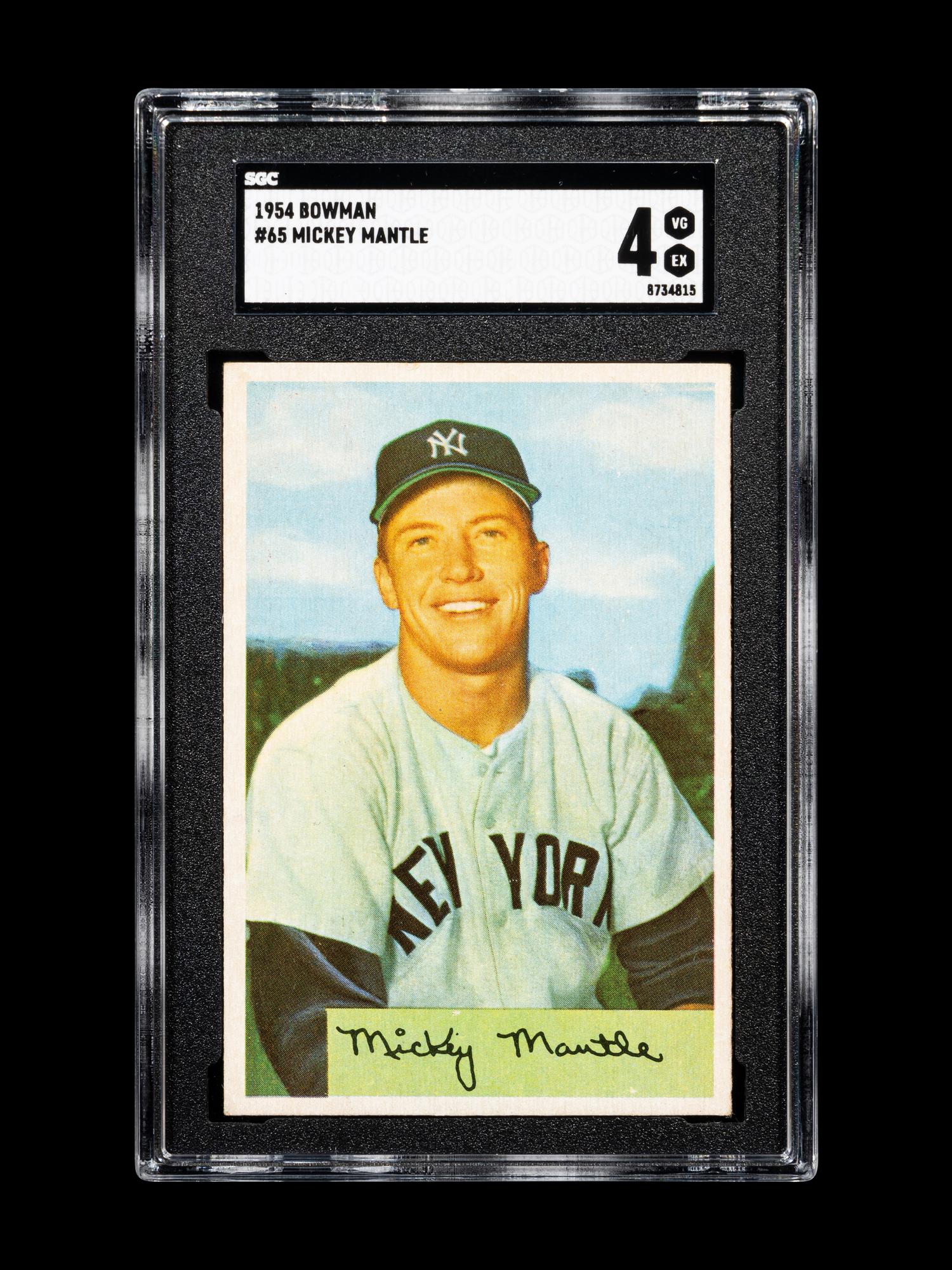 A 1954 Bowman Mickey Mantle Baseball Card No. 65 (SGC 4 VG-EX)