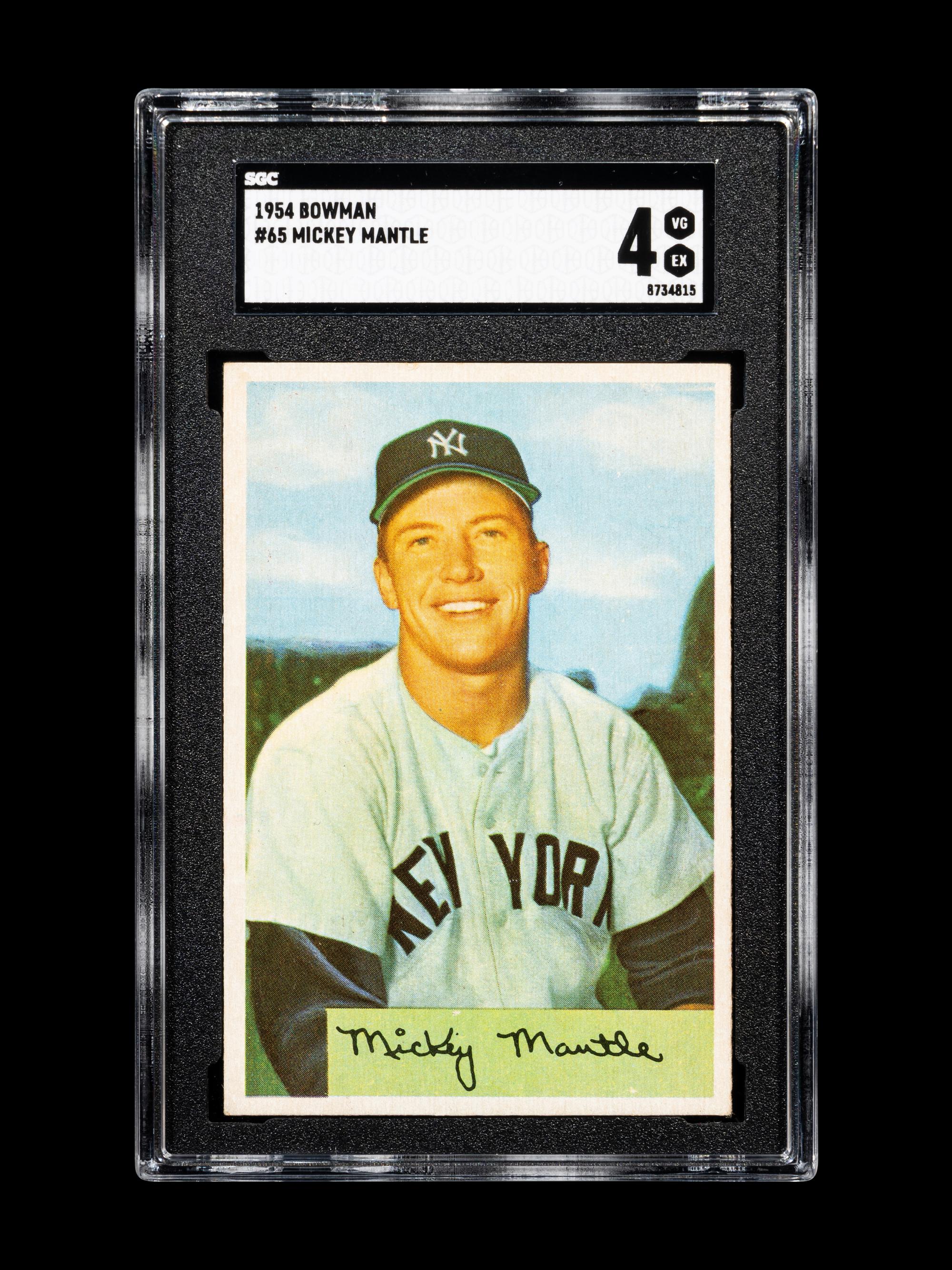 A 1954 Bowman Mickey Mantle Baseball Card No. 65 (SGC 4 VG-EX)