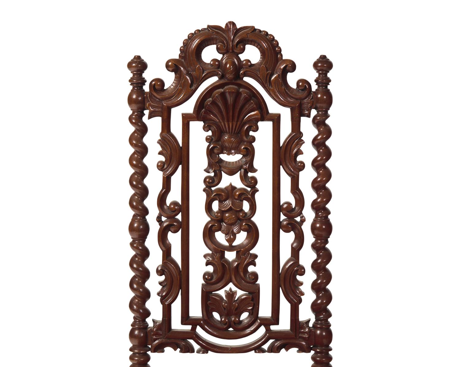 A Renaissance Revival Carved Walnut Side Chair