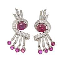 RUBY AND DIAMOND EARCLIPS