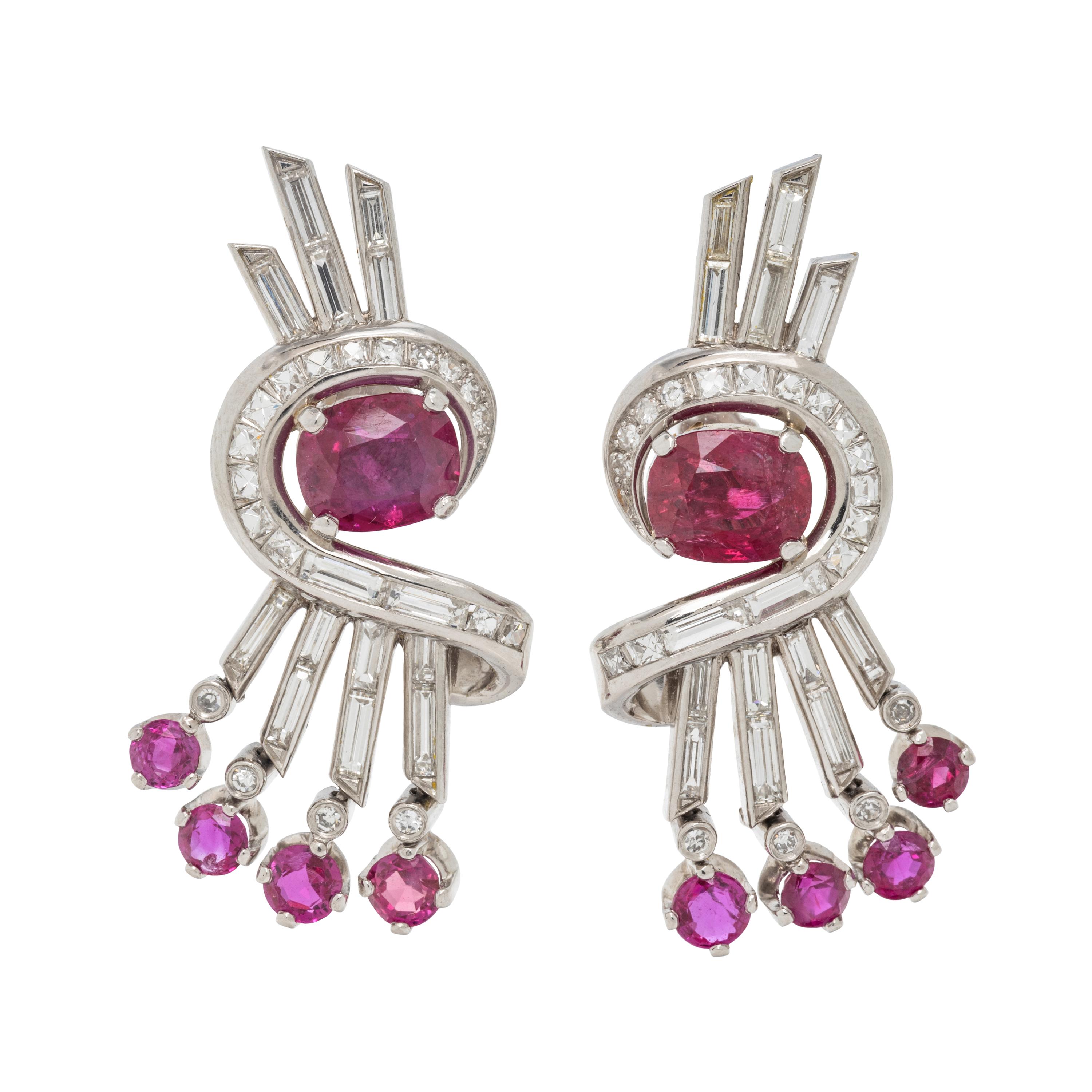 RUBY AND DIAMOND EARCLIPS