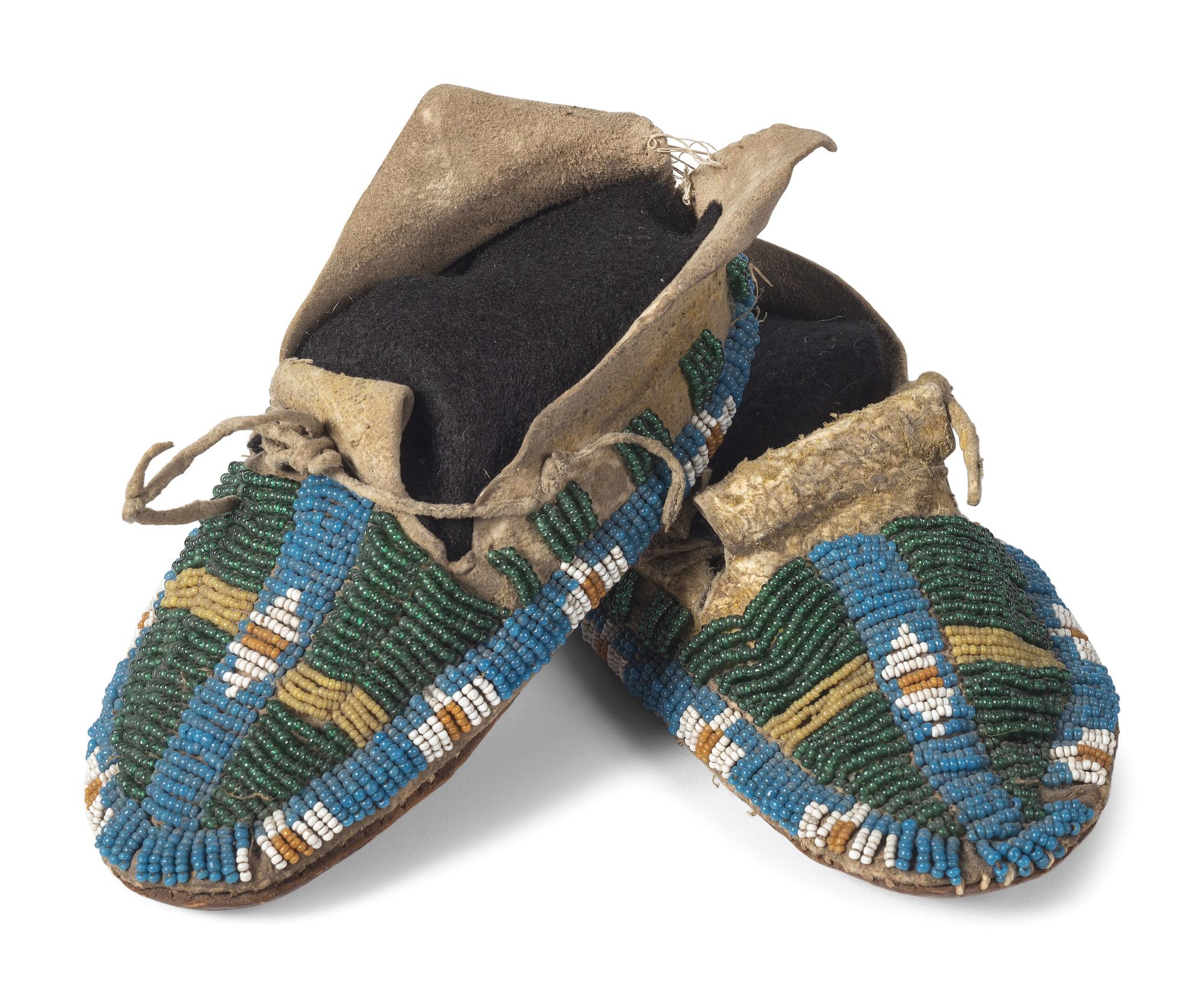 Cheyenne Child's Beaded Hide Moccasins