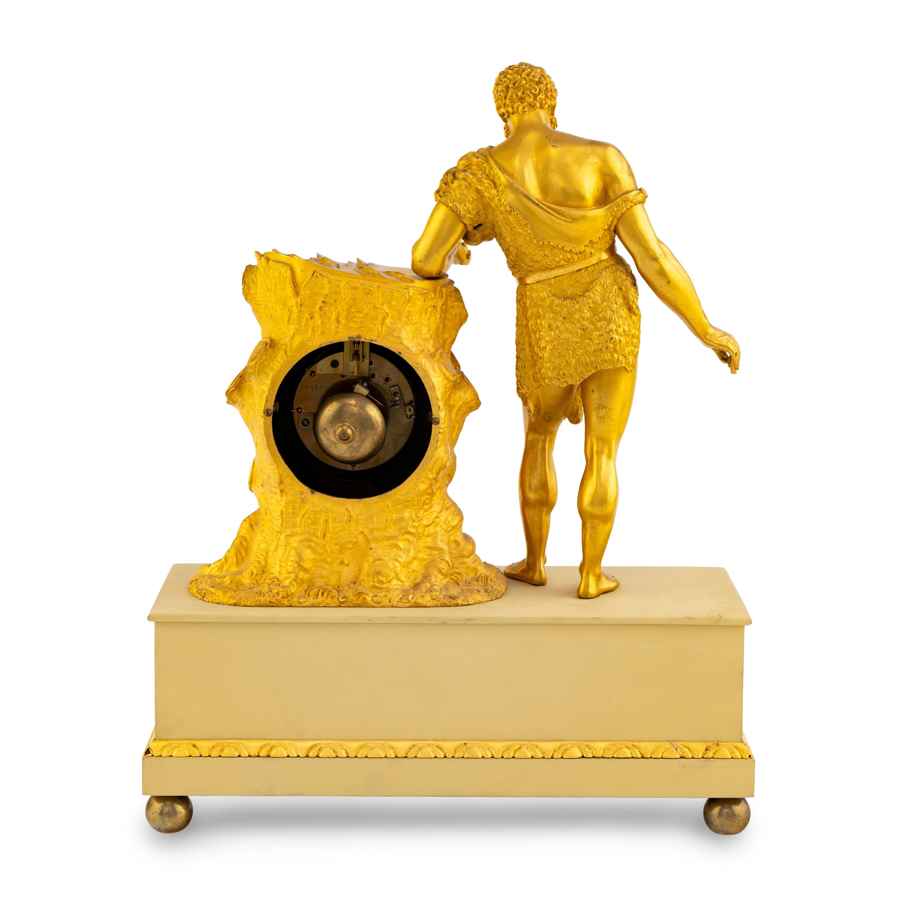 A Charles X Gilt Bronze Mantel Clock