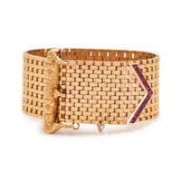 YELLOW GOLD AND RUBY BELT MOTIF BRACELET