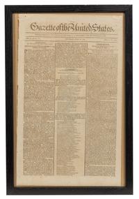 [NEWSPAPER]. Gazette of the United States. Vol. II, No. 22, Whole No.126. New York: John Fenno, 26 June 1790.