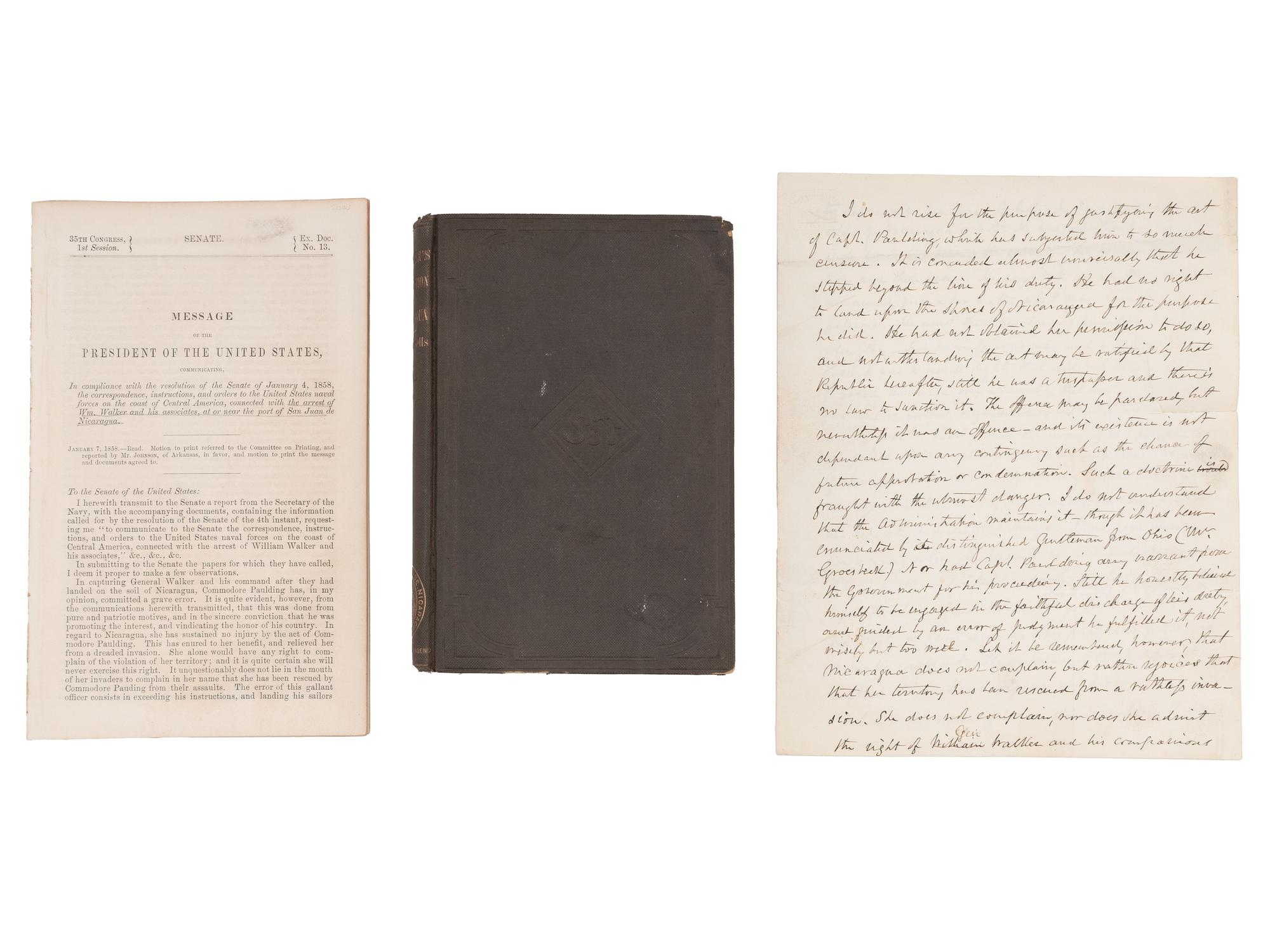 [FILIBUSTERS -- WALKER, William (1824-1860)]. Small grouping related to William Walker and the "Walker Expedition" to Nicaragua.