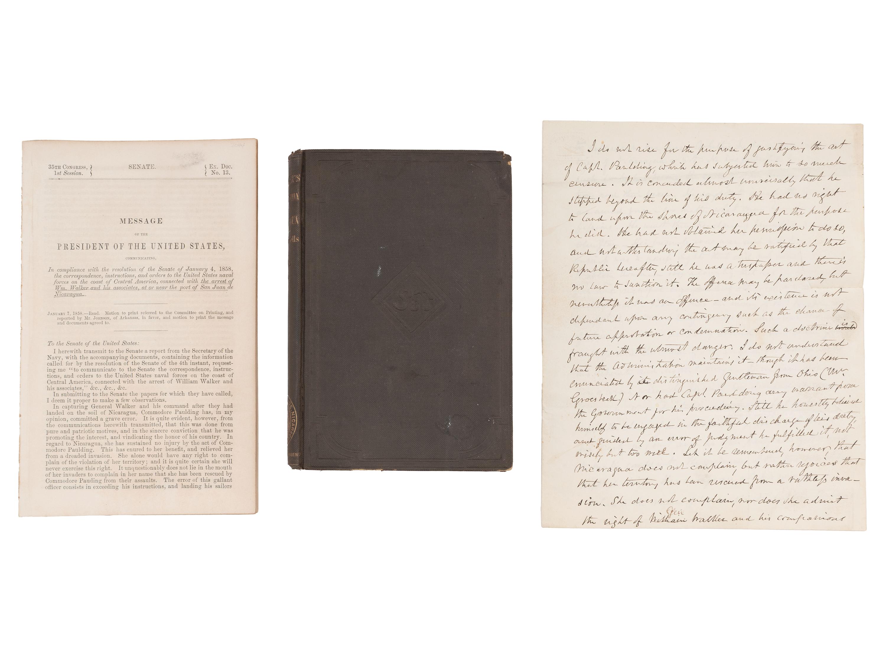 [FILIBUSTERS -- WALKER, William (1824-1860)]. Small grouping related to William Walker and the "Walker Expedition" to Nicaragua.
