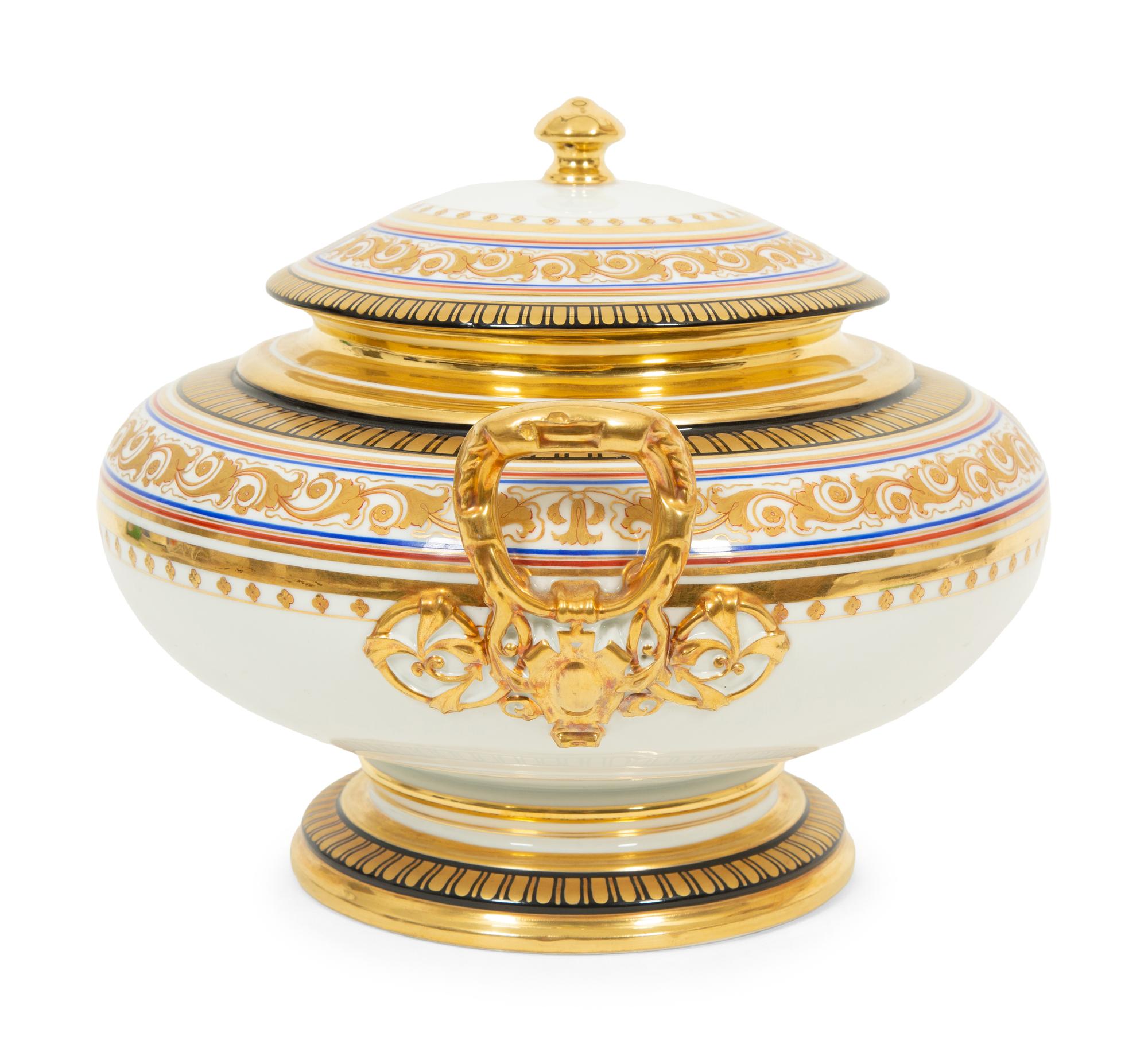 A Gardner Painted and Gilt Porcelain Tureen - TO BE RETURNED TO OWNER