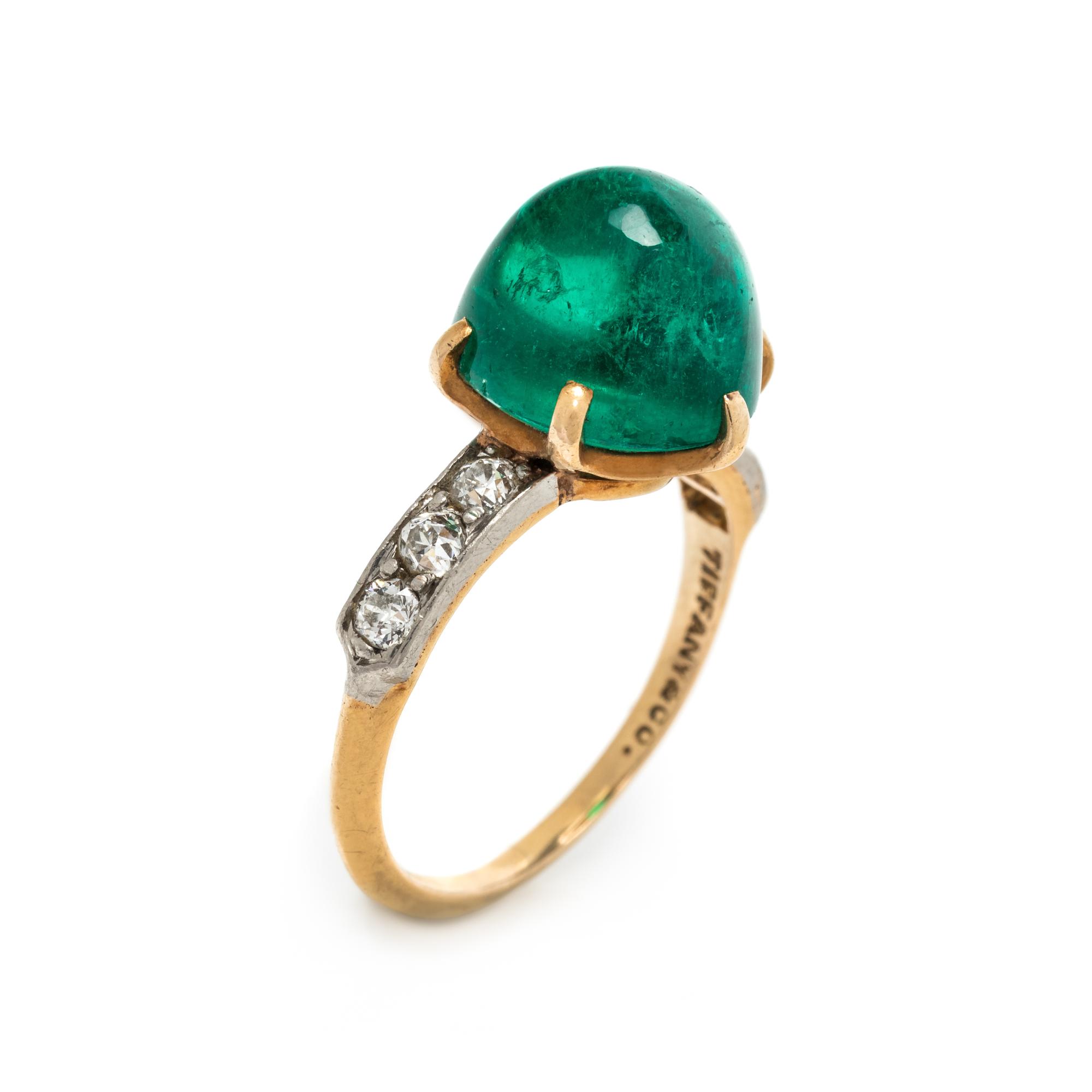TIFFANY & CO., ANTIQUE, COLOMBIAN EMERALD AND DIAMOND RING