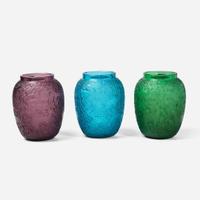 René Jules Lalique (French, 1860-1945) A Group of Three "Biches" Vases, France, 20th century